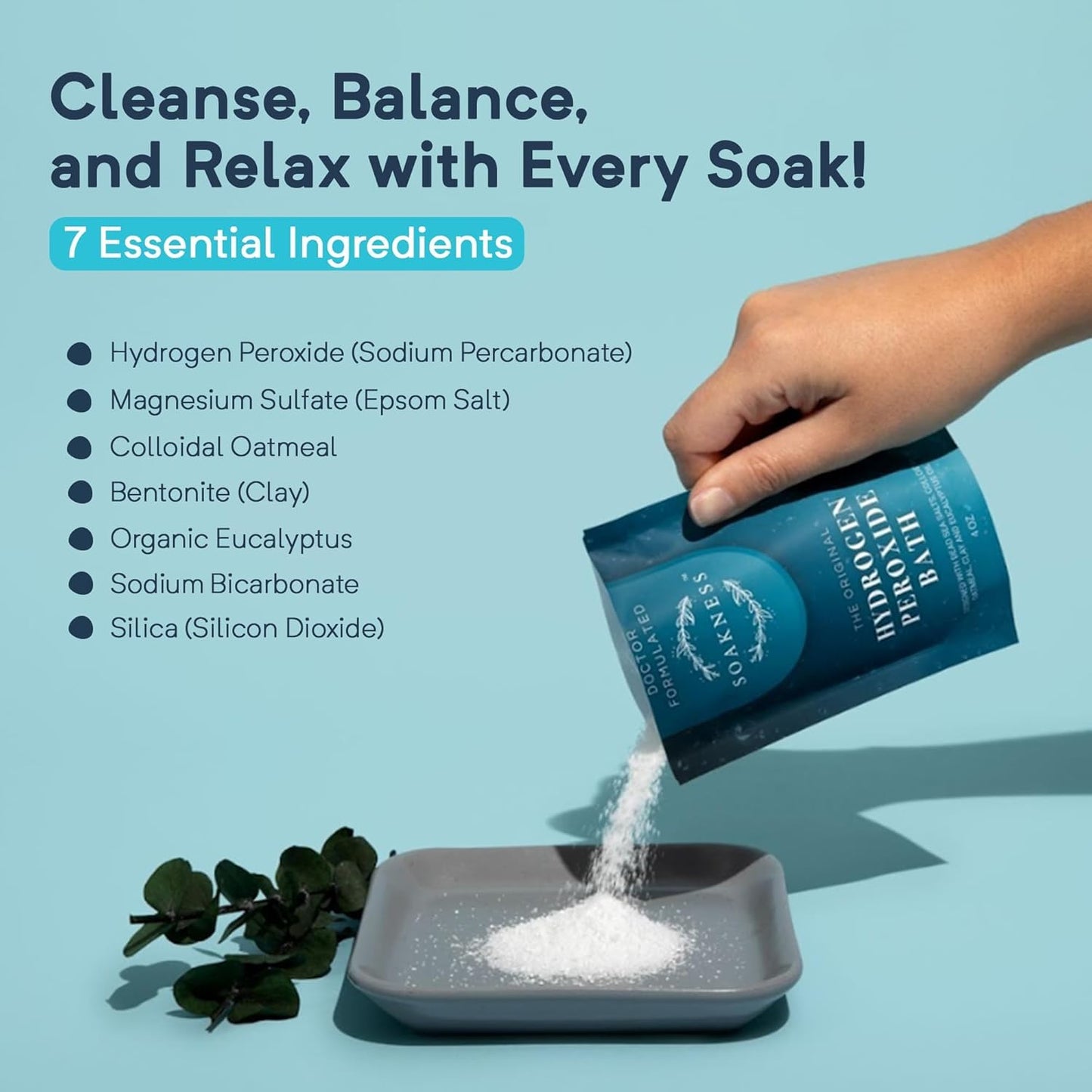 Soakness Hydrogen Peroxide Bath Salts – USA-Made Doctor Formulated Epsom Salt Bath Soak (6-Pack)