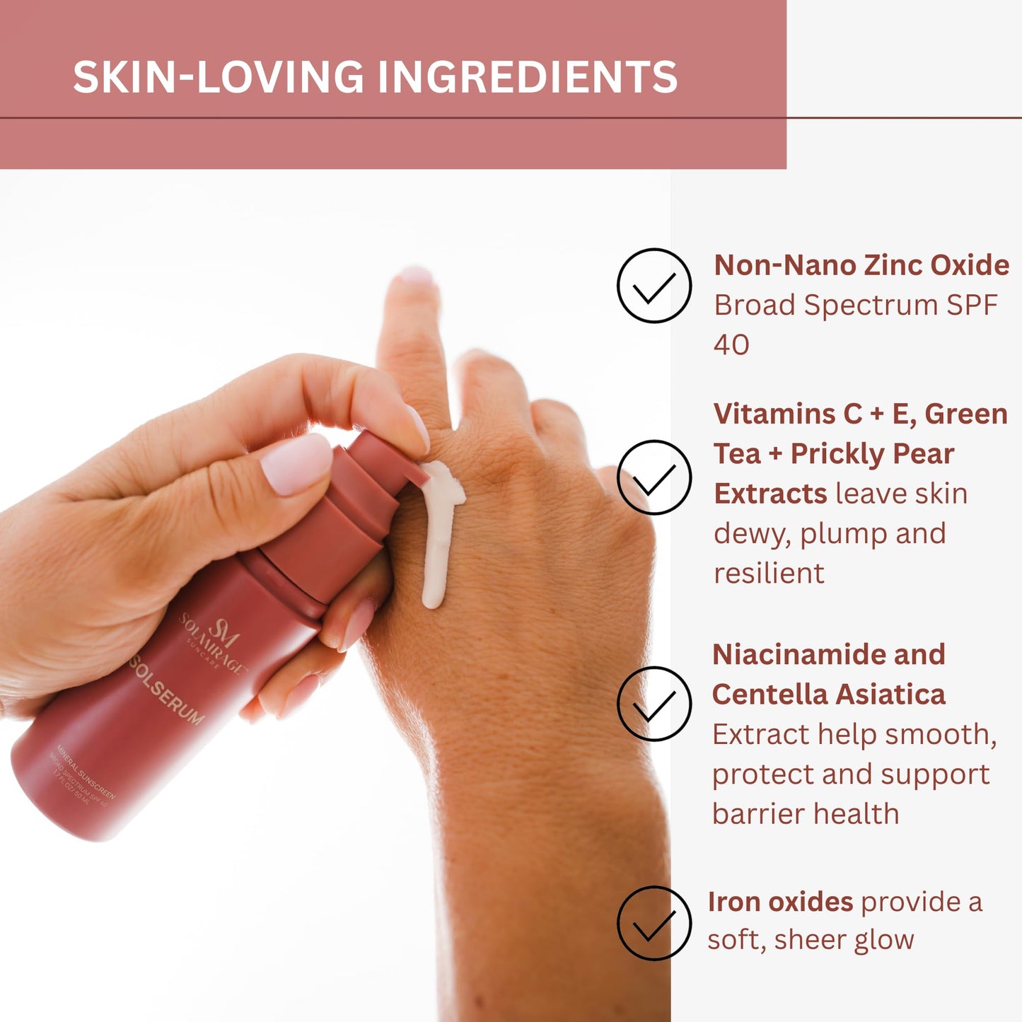 Solserum Mineral Sunscreen SPF 40 — Dermatologist-Formulated Tint with Niacinamide & Antioxidants (No White Cast)