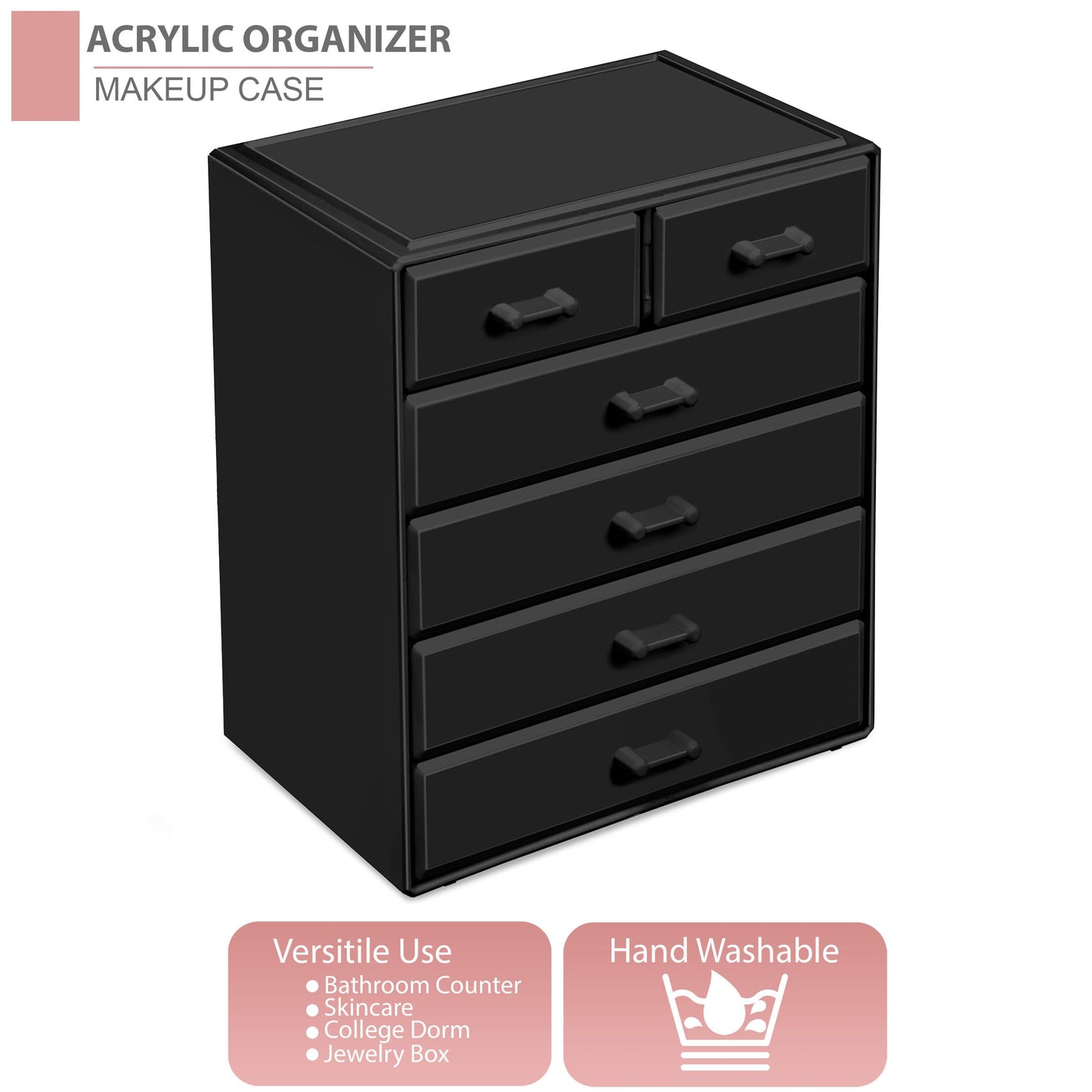 Sorbus Acrylic Makeup Organizer – Large 4-Drawer + 2-Small Drawer Vanity Storage