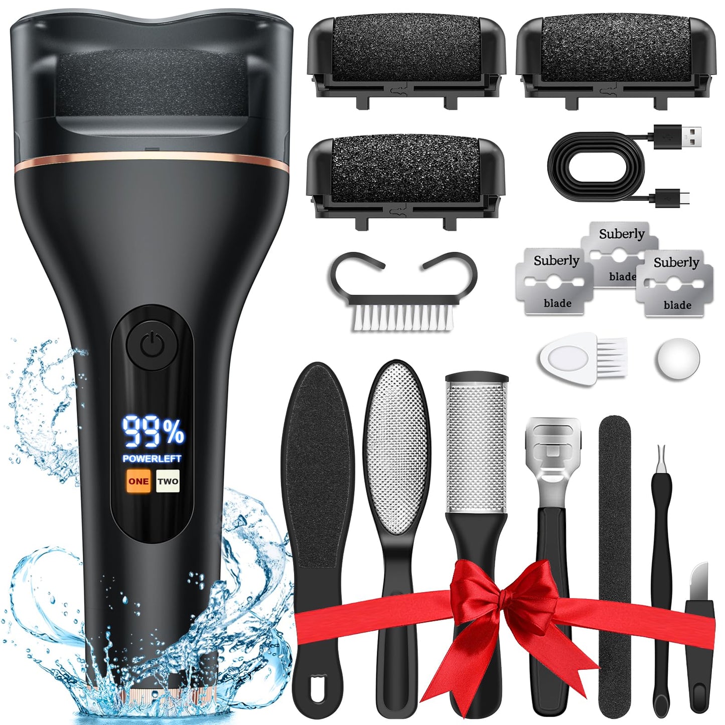 Spriak 16-in-1 Electric Callus Remover Kit – Rechargeable Foot Care Tool for Home Pedicure