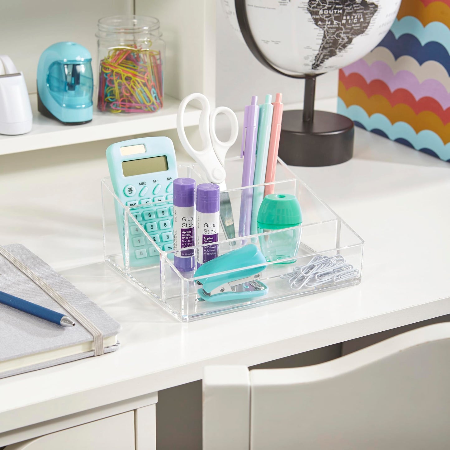 STORi Clear Plastic Small Countertop Vanity Organizer — 4-Compartment, Pack of 2, Made in USA