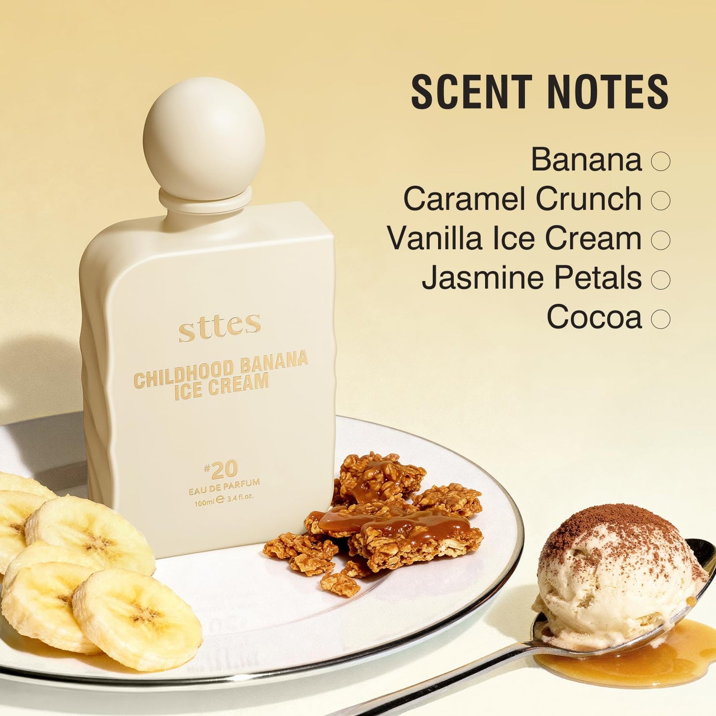 Sttes Perfume #20 for Women - Banana Ice Cream EDP with Vanilla & Caramel, 100ml