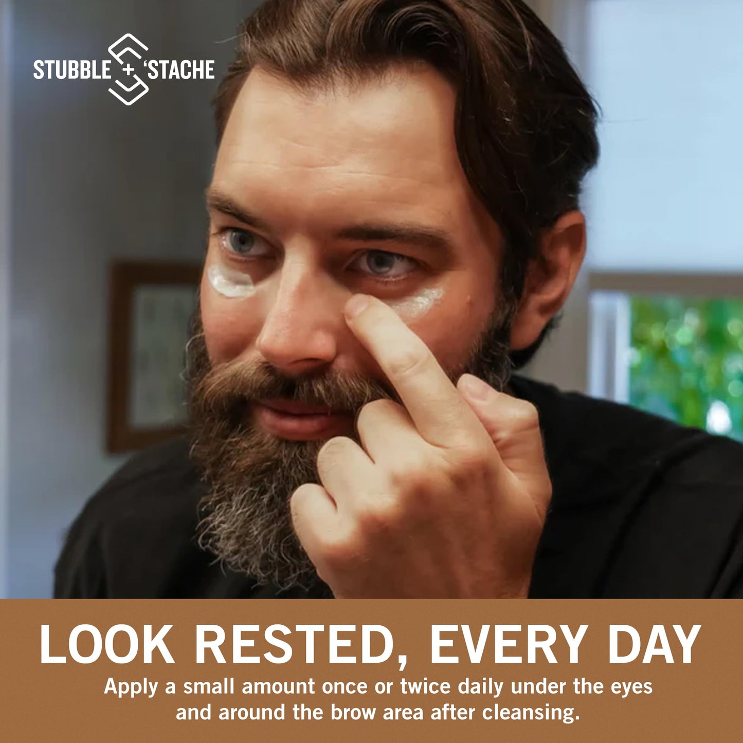 stubble & stache Refresh Under Eye Cream for Men – Fragrance-Free, Fast-Absorbing, Reduces Puffiness & Brightens Tired Eyes – With Acmella, Caffeine & Hyaluronic Acid – 1oz