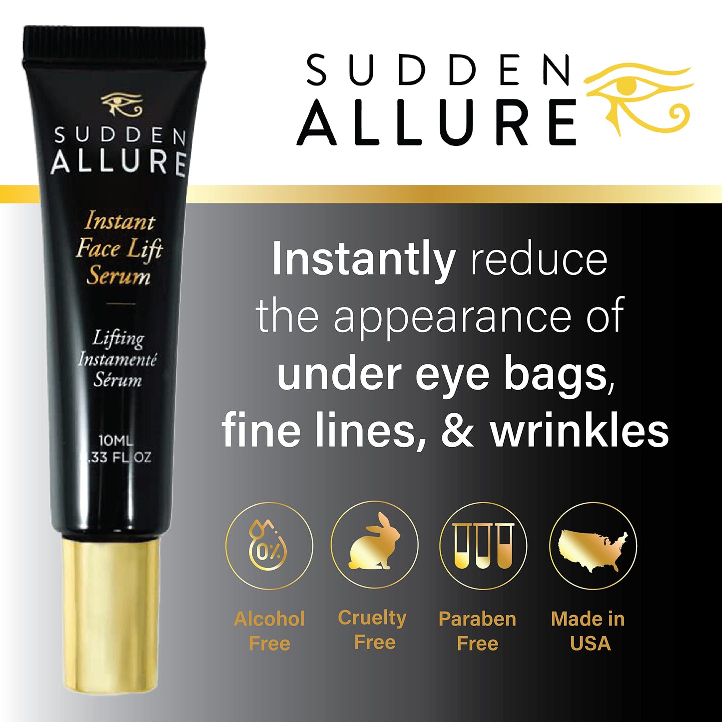 SuddenAllure Instant Face Lift Serum – Tighten Eyes in 60 Seconds | Made in USA