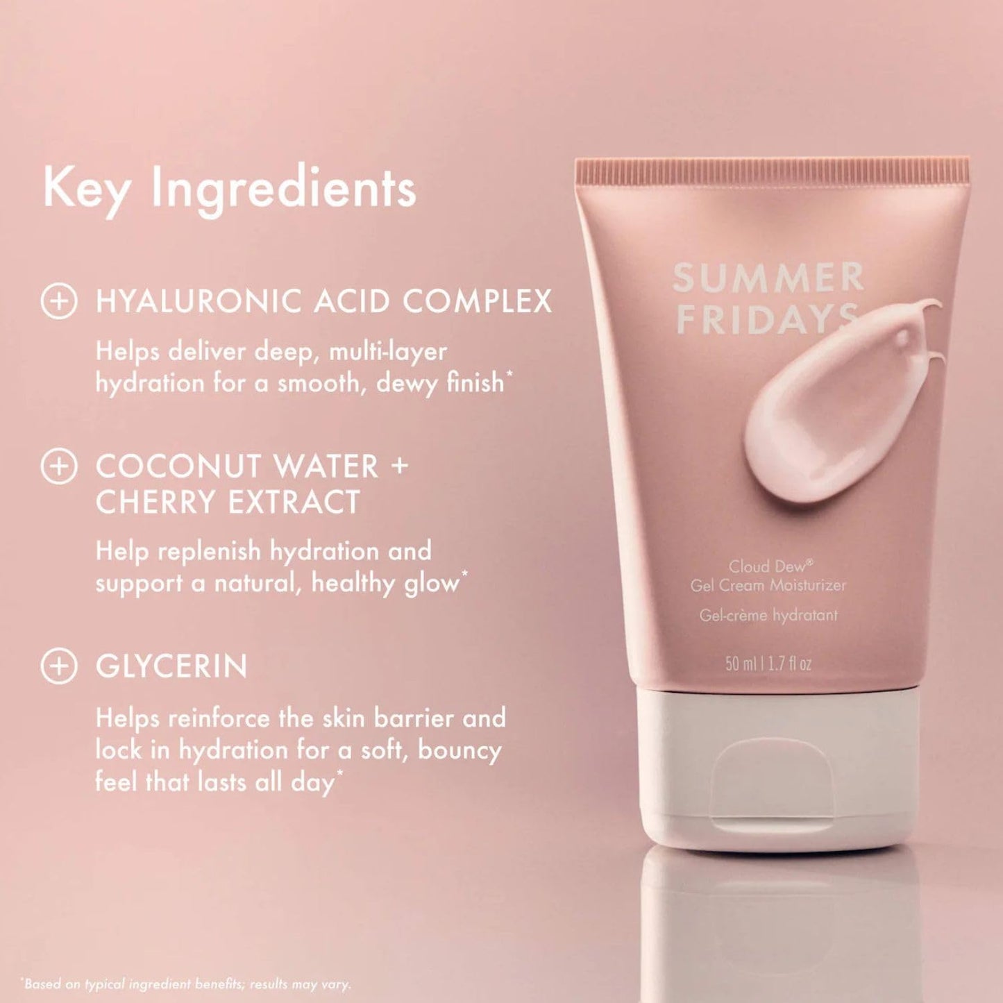 Summer Fridays Cloud Dew Gel Cream Moisturizer — Lightweight Hydration with Hyaluronic Acid, Coconut Water & Ceramides