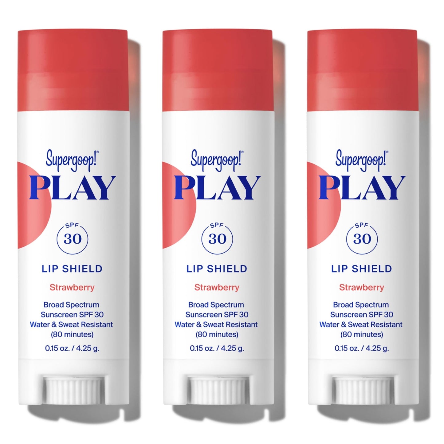 Supergoop! PLAY Lip Shield SPF 30 Strawberry — 3-Pack Lip Balm