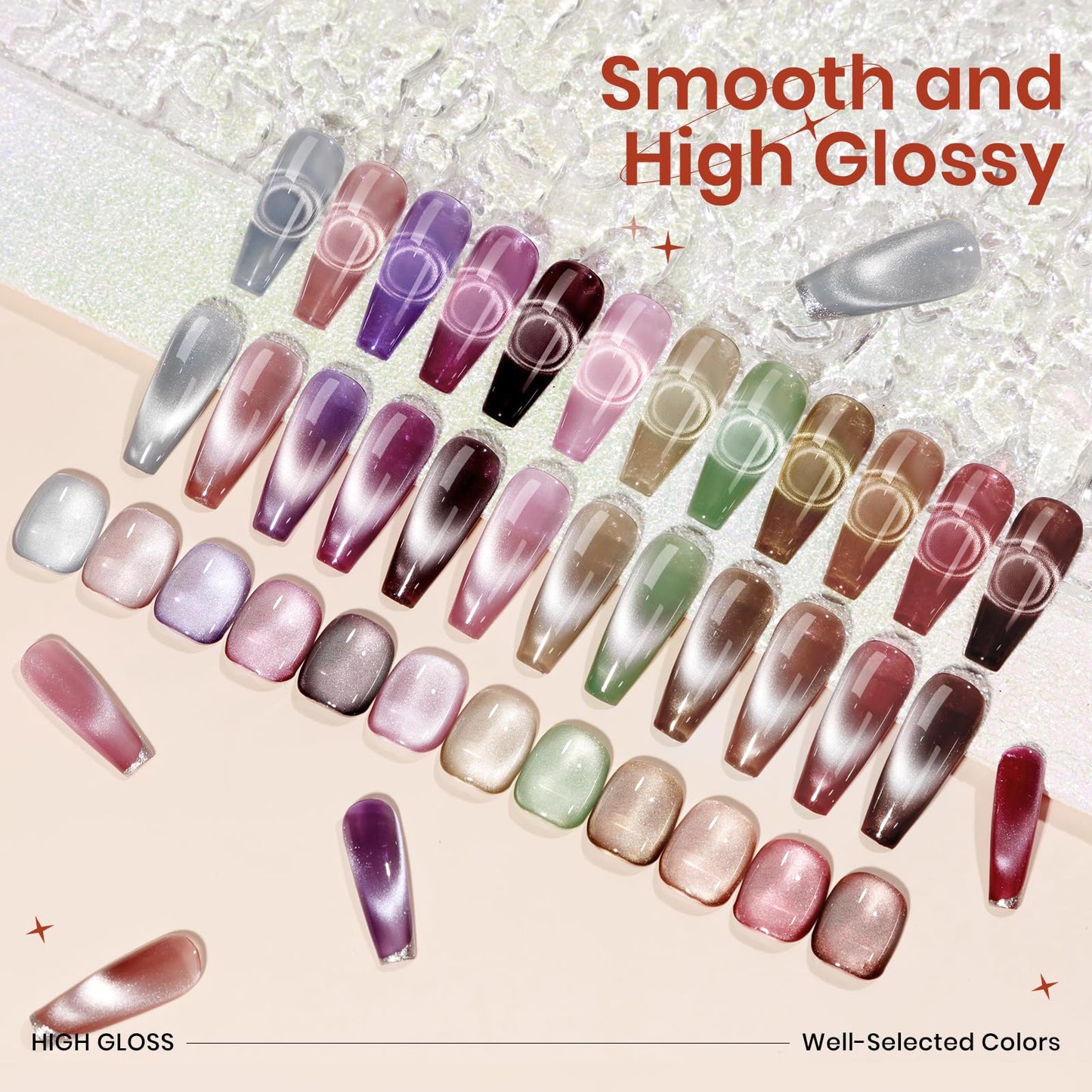 SUPWEE Magnetic Gel Nail Polish - 12 Moonlight Cat Eye Colors with Magnetic Stick