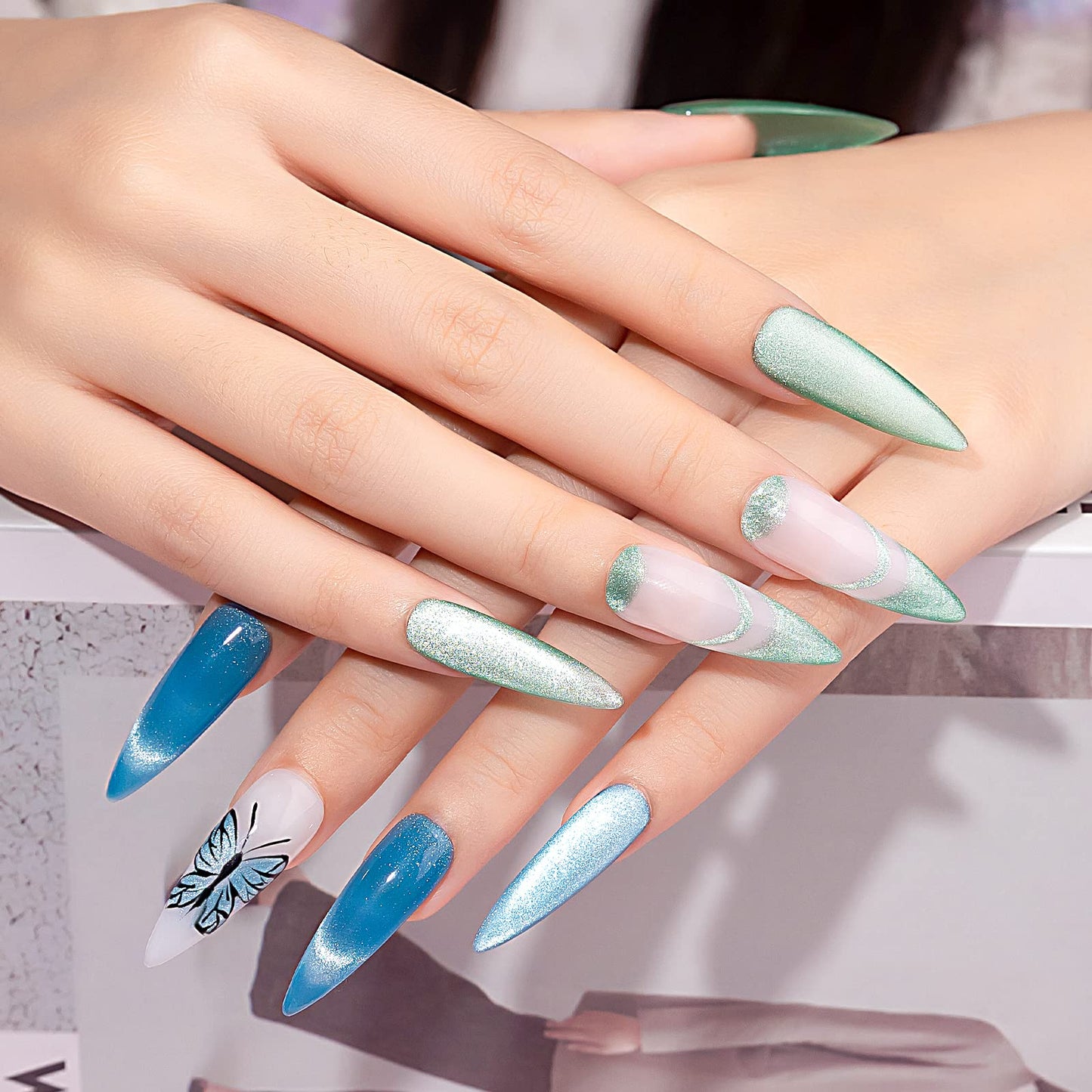 SUPWEE 12 Colors Cat Eye Gel Nail Polish Set – Macaron Candy Magnetic Gel Polish for DIY Home Manicures