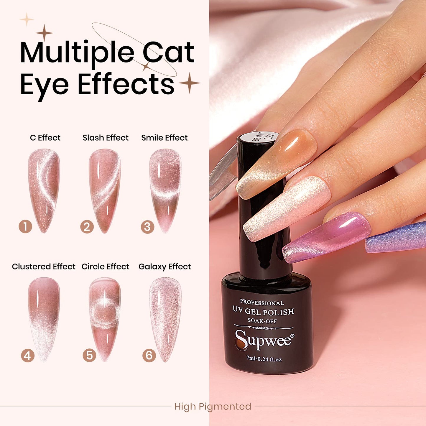 SUPWEE Magnetic Cat Eye Nail Polish Set — 12 Colors, 9D Gel Polish