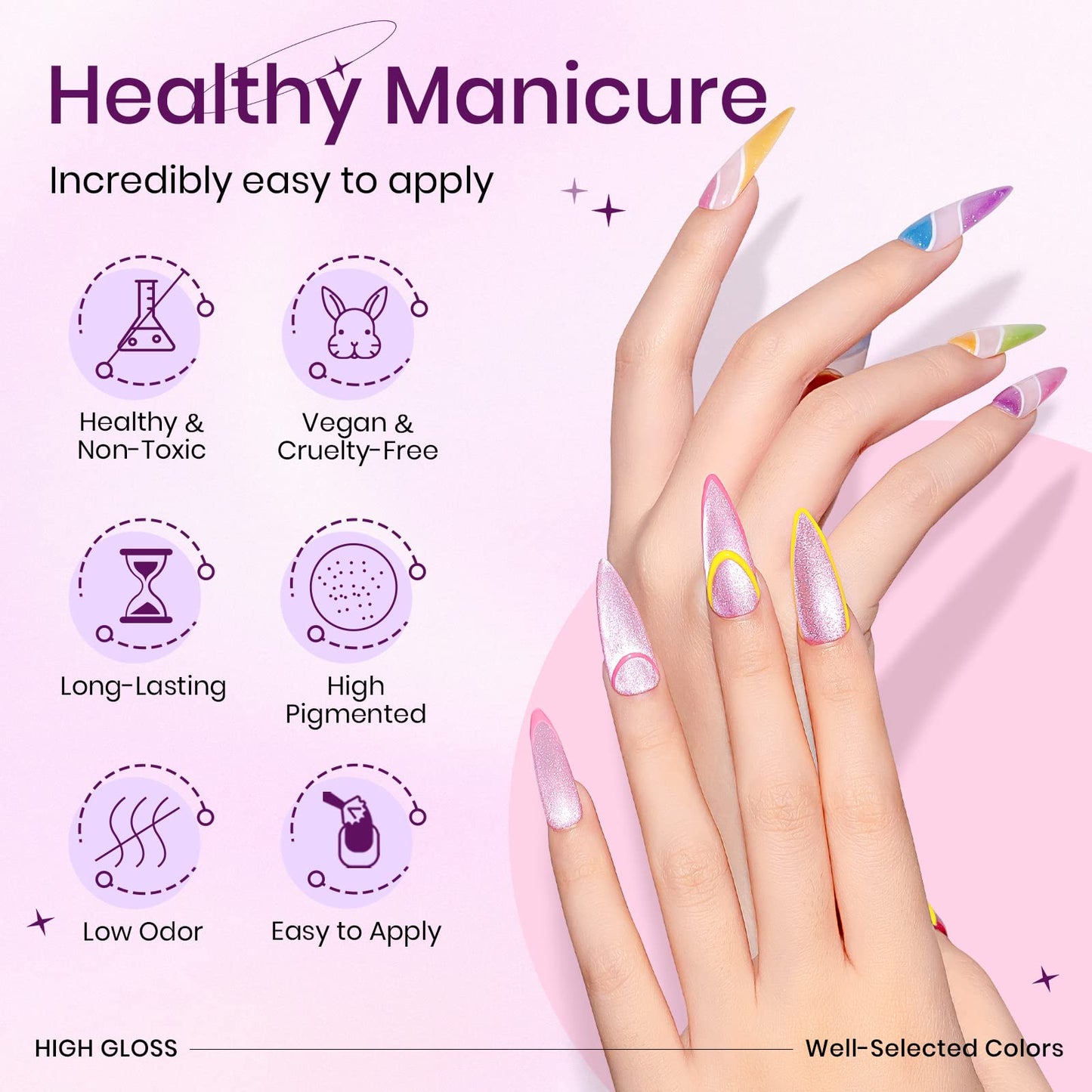 SUPWEE 12 Colors Cat Eye Gel Nail Polish Set – Macaron Candy Magnetic Gel Polish for DIY Home Manicures