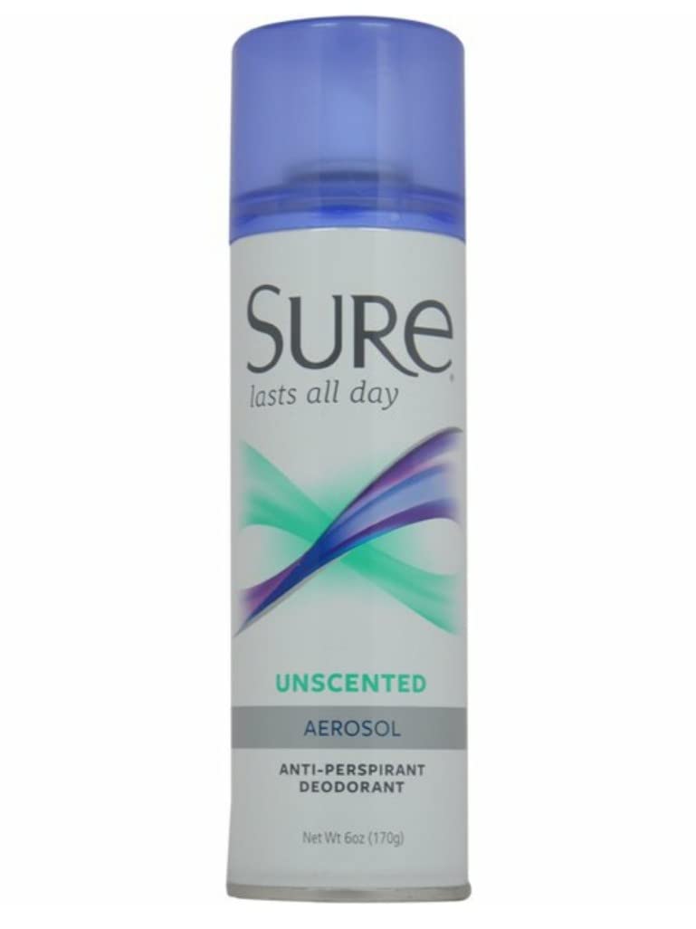 Sure Unscented Aerosol Antiperspirant & Deodorant – 48-Hour Protection for Men & Women, Fast Drying Spray, 6-Pack