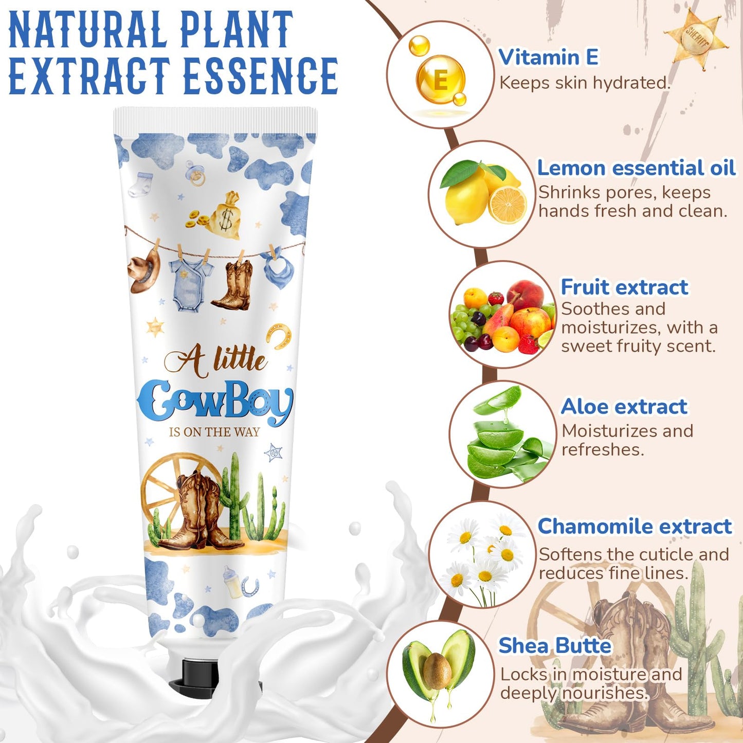 Swiffen 48-Piece Cowboy Hand Cream Gift Set for Baby Shower & Travel