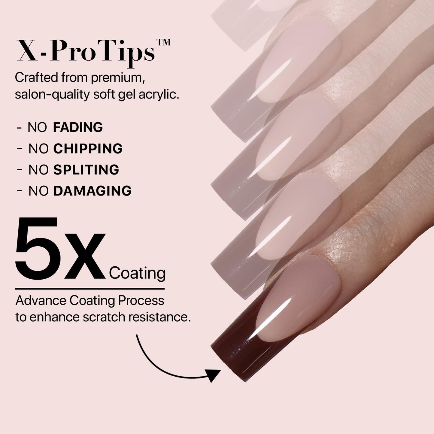 SXC Cosmetics French Tip Press On Nails – Red Series, Medium Square, X-Pro Tips Starter Kit | 150PCS, 15 Sizes, 5 Styles, Beginner-Friendly