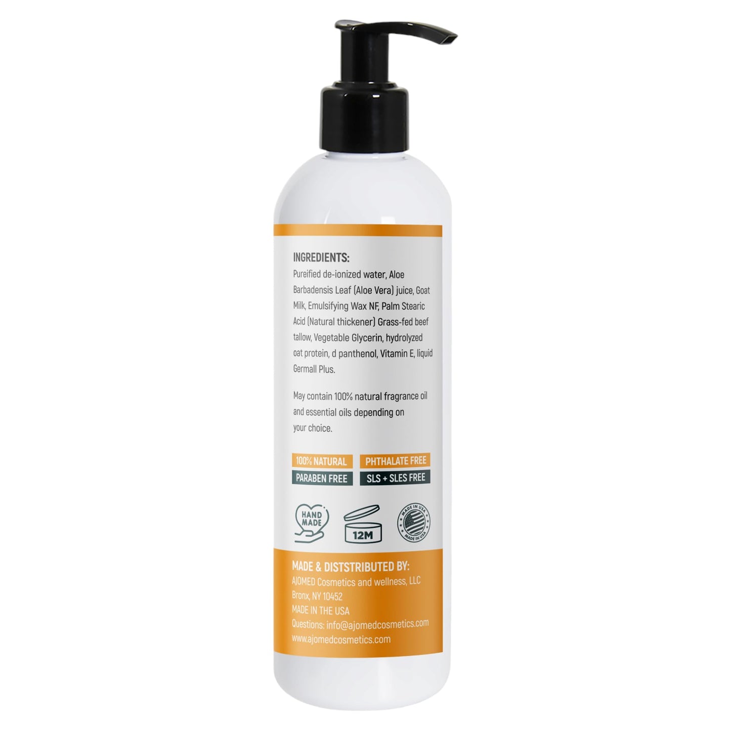 Tallow & Goat Milk Body Lotion for Sensitive Skin – Organic, Fragrance-Free (12 oz)