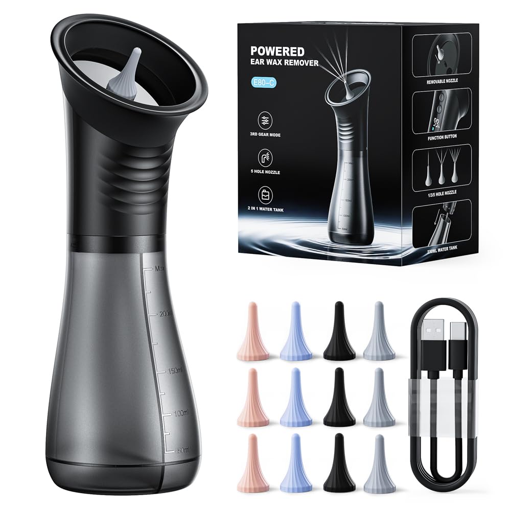 Temodu Ear Wax Removal with LED Display - Rechargeable Ear Cleaner, 3 Modes, 12 Tips