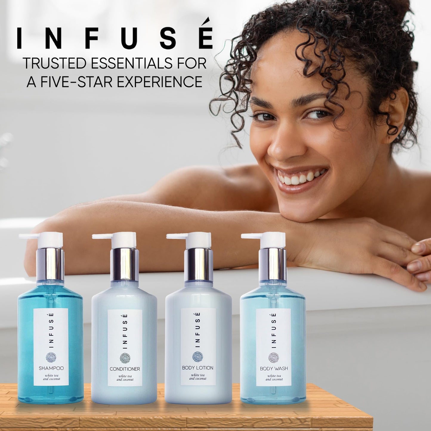 Terra Pure 1-Shoppe Infuse EcoBox All-In-Kit — White Tea & Coconut Soap, 4-Piece Hotel Amenities