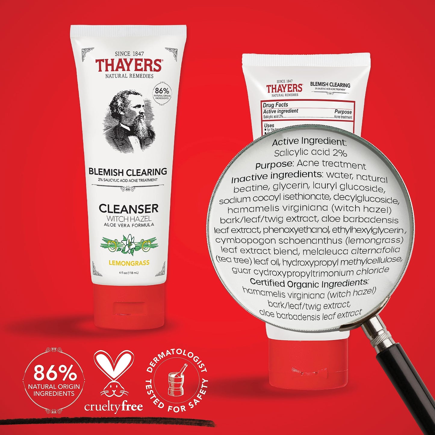 THAYERS Witch Hazel Blemish Cleanser, 4 oz  2% Salicylic Acid