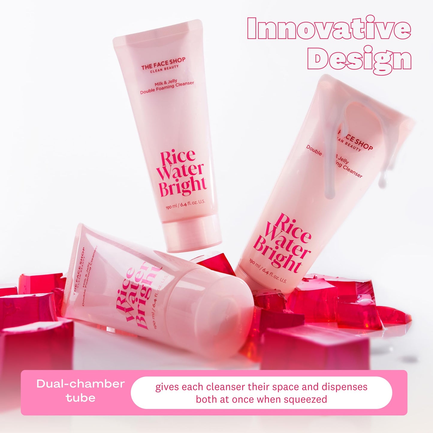 The Face Shop Rice Water Bright Milk & Jelly Double Cleanser | 2-in-1 Makeup Remover & Cleanser