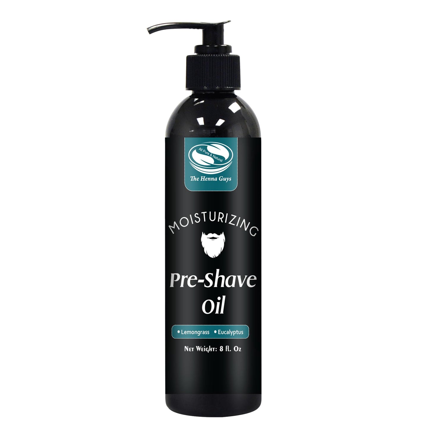 The Henna Guys 8 oz Pre-Shave Oil for Men – Lemongrass & Eucalyptus