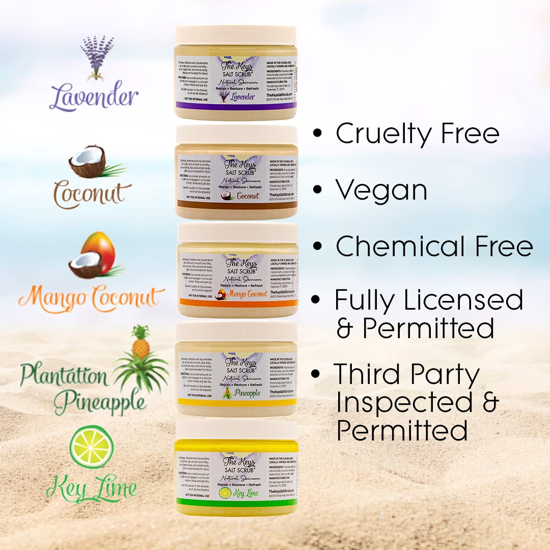 The Keys Salt Scrub – Lavender Sea Salt Exfoliator with Wooden Spoon (3x3.4oz)