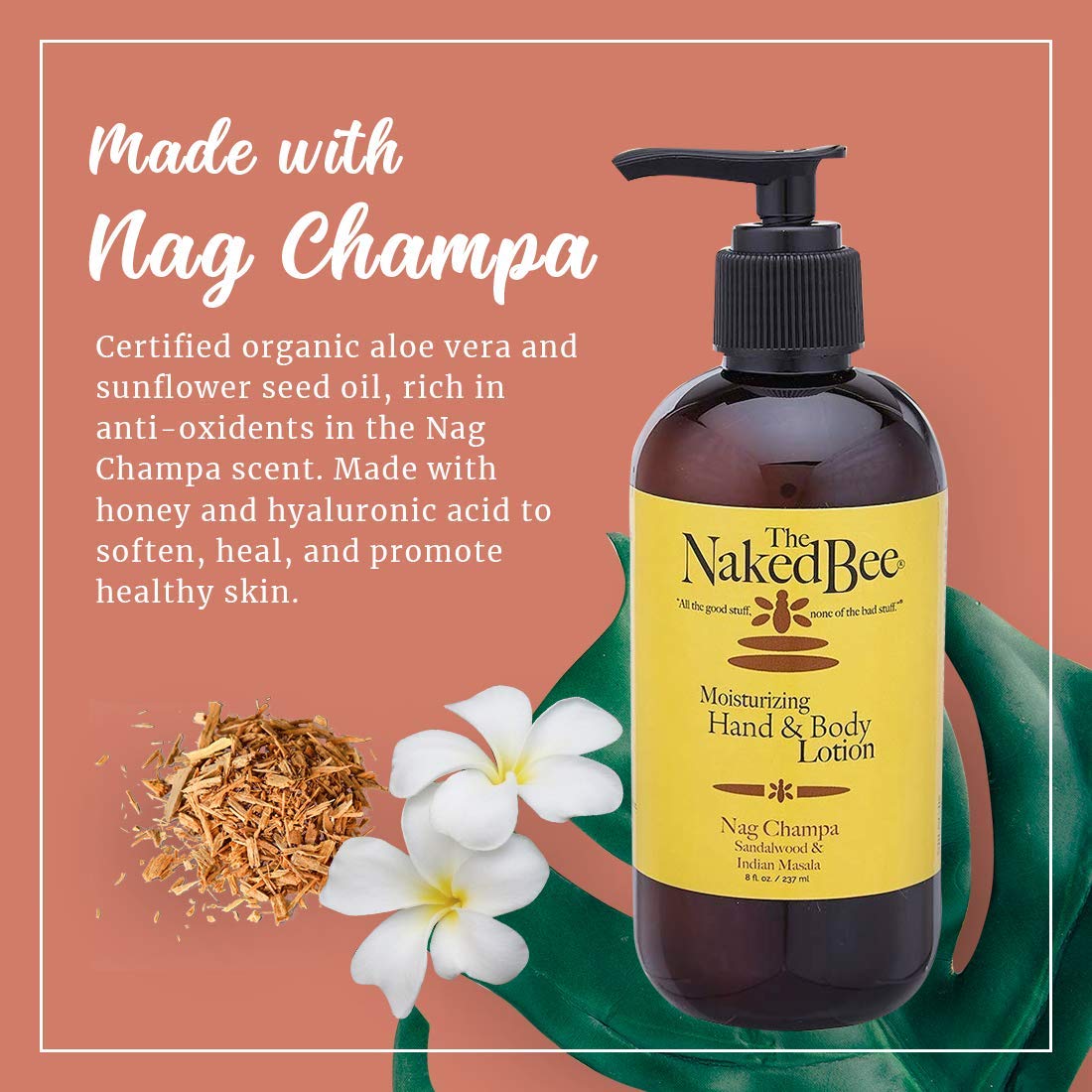 The Naked Bee Nourishing Body Lotion – Nag Champa Sandalwood & Indian Masala, 8 oz