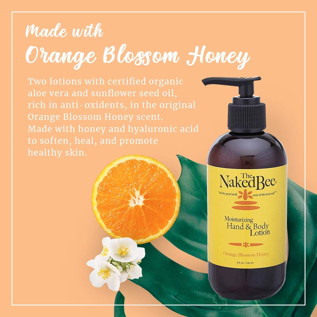 The Naked Bee Orange Blossom Honey Hand & Body Lotion 8 oz (2 Pack)