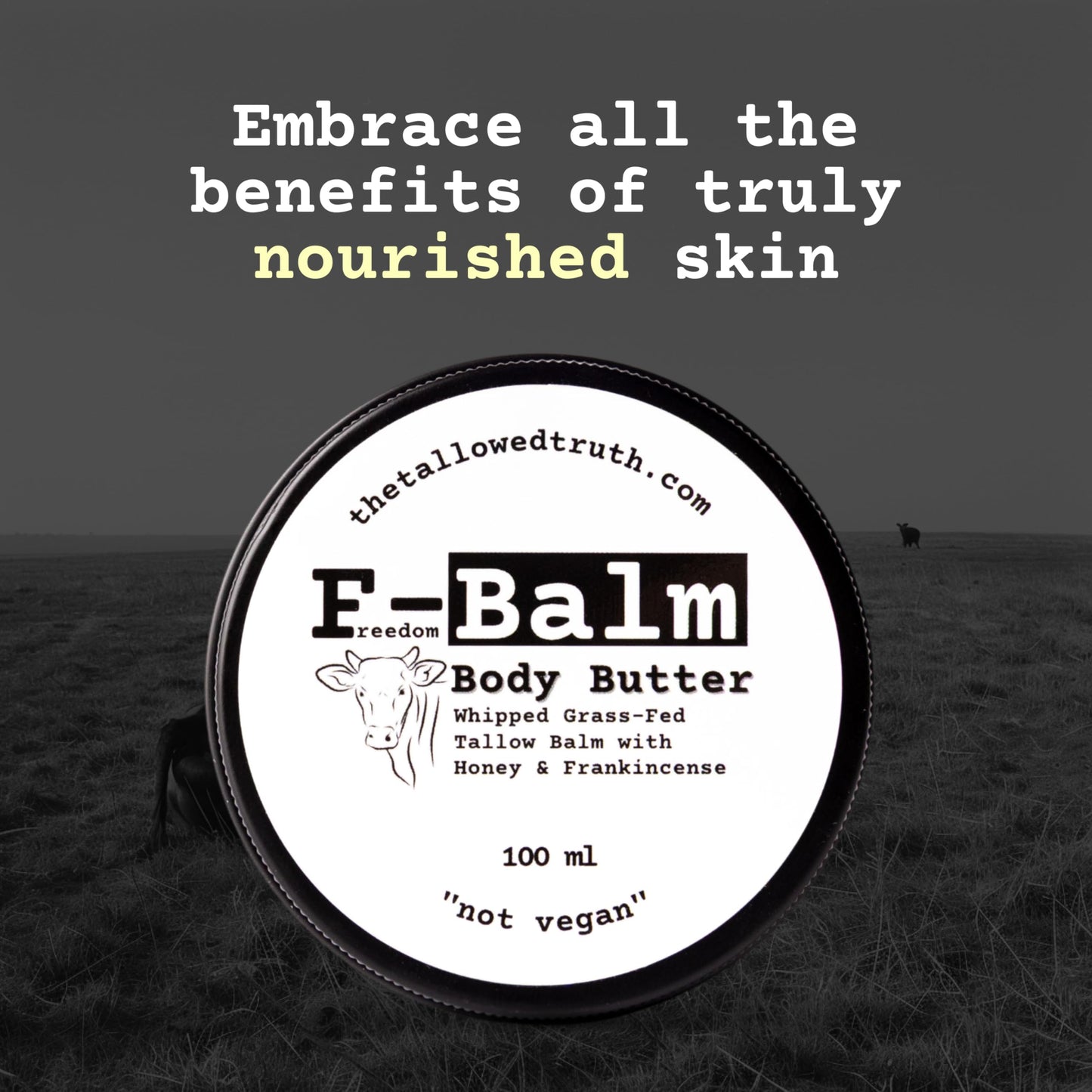 The Tallowed Truth F-Balm Whipped Body Butter – Grass-Fed Tallow Moisturizer