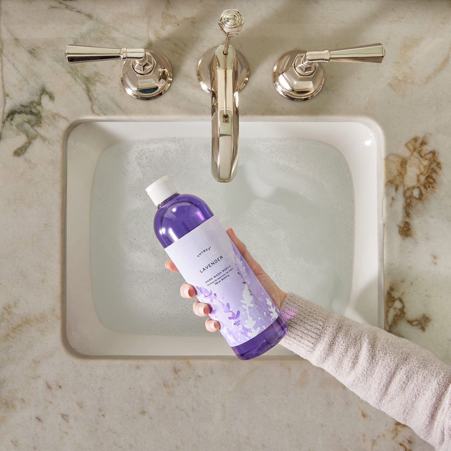 Thymes Hand Wash Refill – Lavender Scented Liquid Soap for Bathroom & Kitchen, 24.5 fl oz