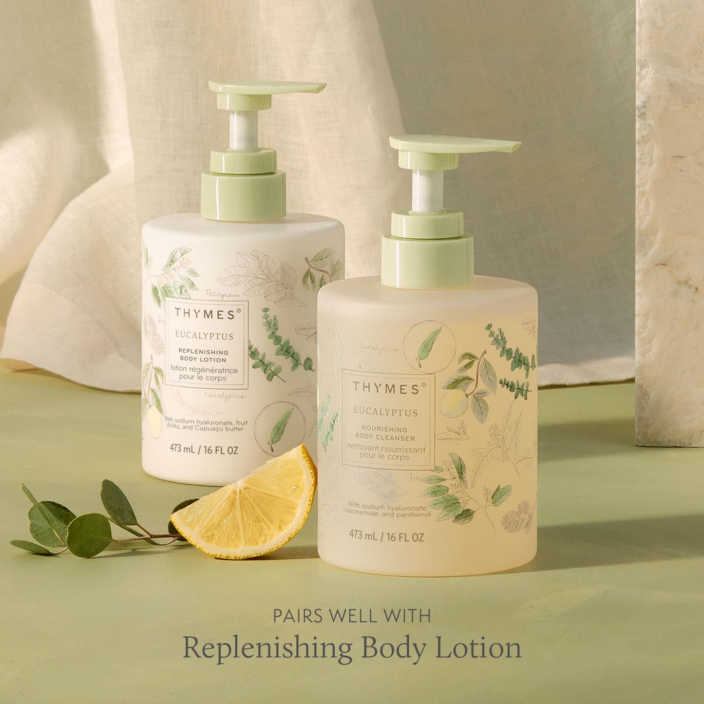 Thymes Nourishing Body Cleanser – Hydrating Body Wash with Pump (16 oz) – Eucalyptus & Fir
