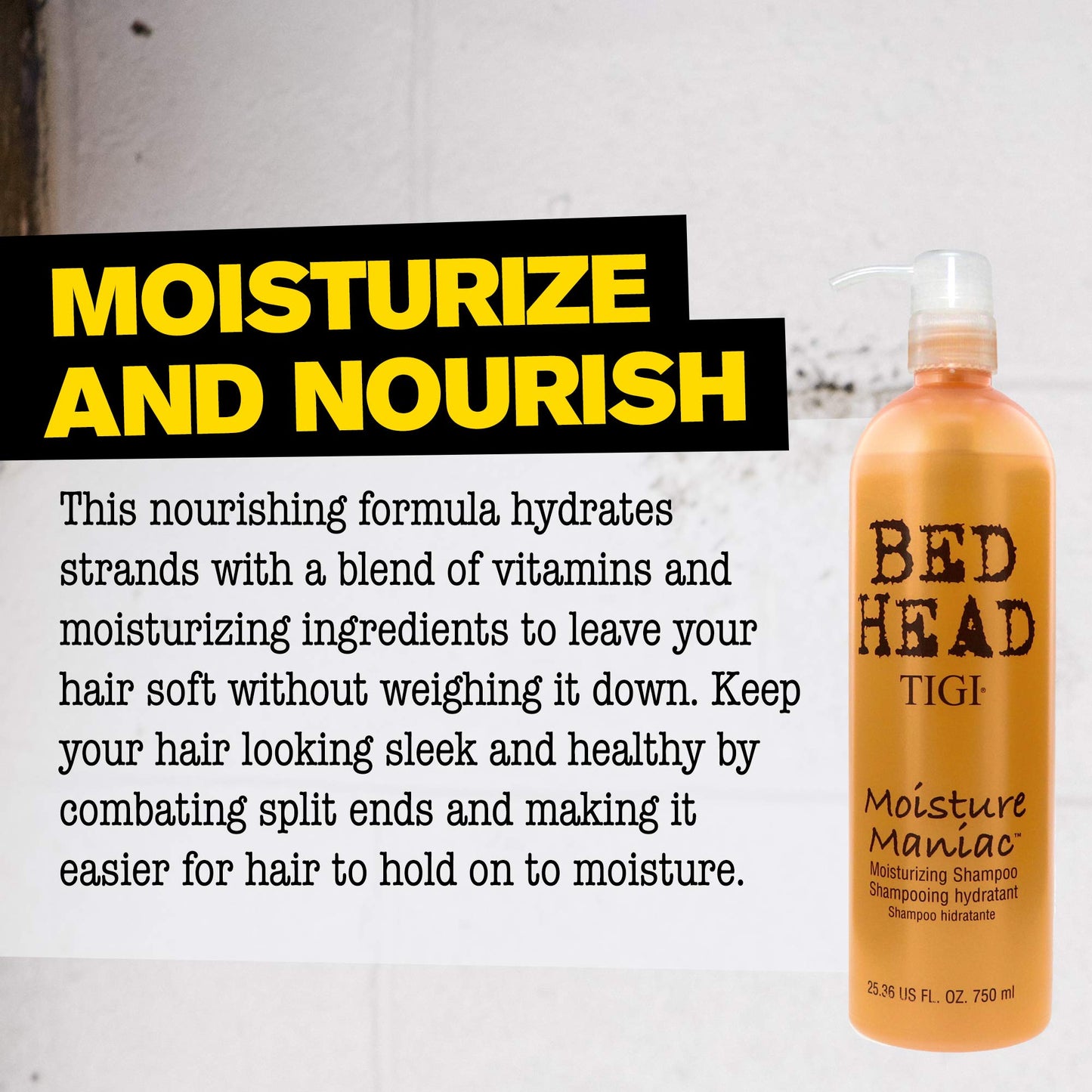 TIGI Bed Head Moisture Maniac Shampoo – Lightweight Hydration, Shine & Smoothness for All Hair Types, 25.36 oz