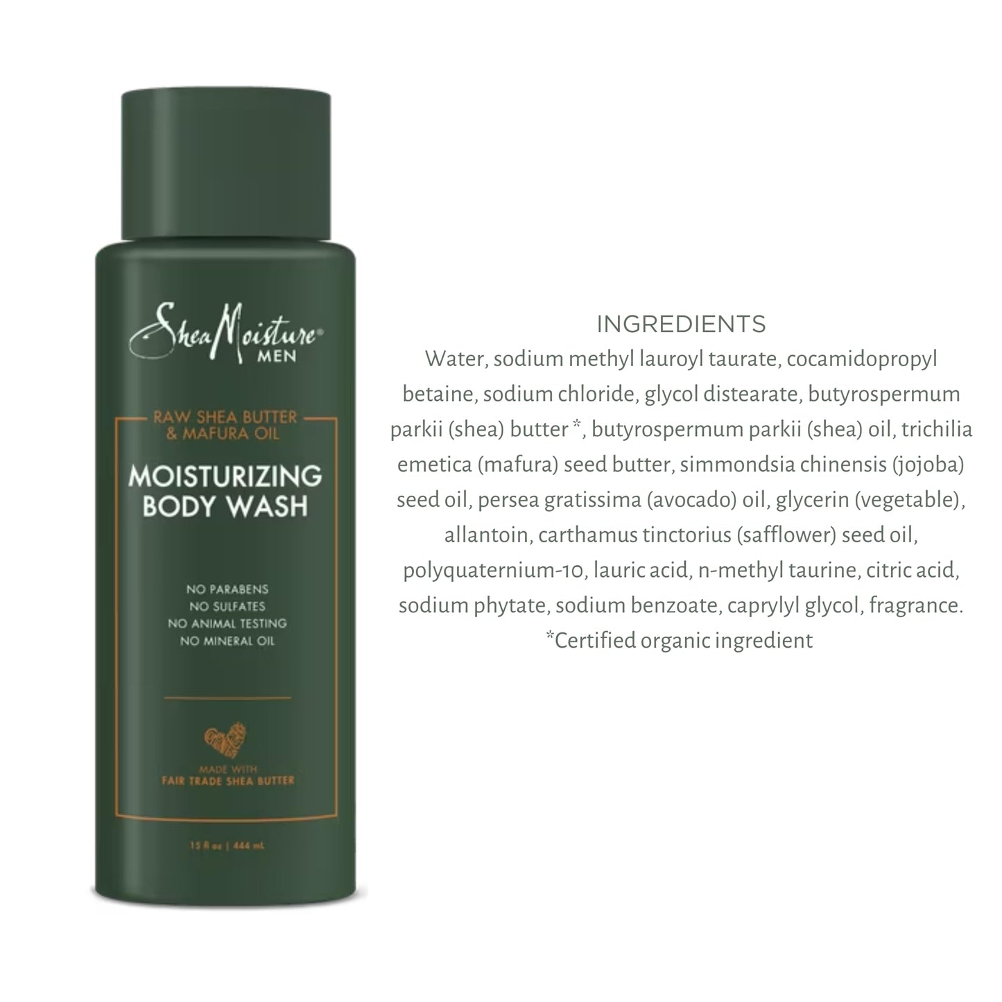 TINY SEED 2-Pack Shea Body Wash | Raw Shea Butter & Mafura Oil for Men + Free Loofah