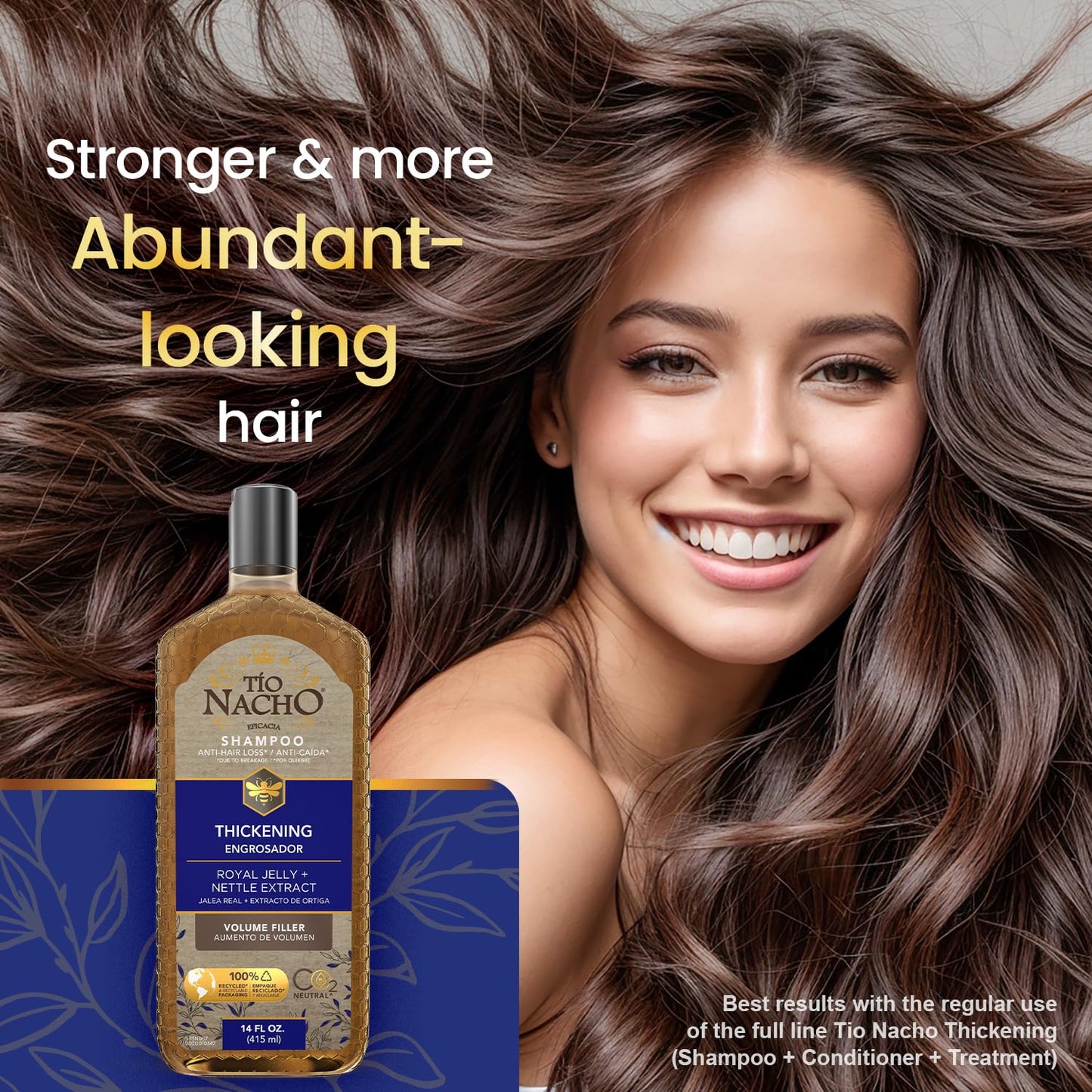 Tio Nacho Thickening Shampoo for Thinning Hair – Royal Jelly & Nettle Extract, Paraben Free, 14 fl oz (3 Pack)