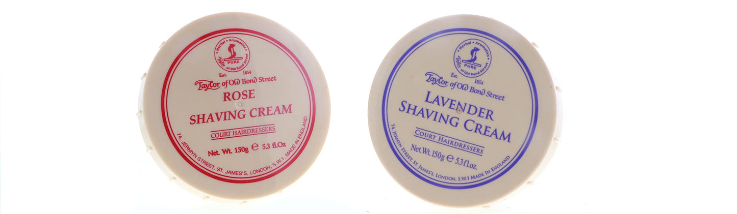 Tobs Taylor of Old Bond Street Shave Cream – 2 Pack (5.3 oz each) Rose & Lavender