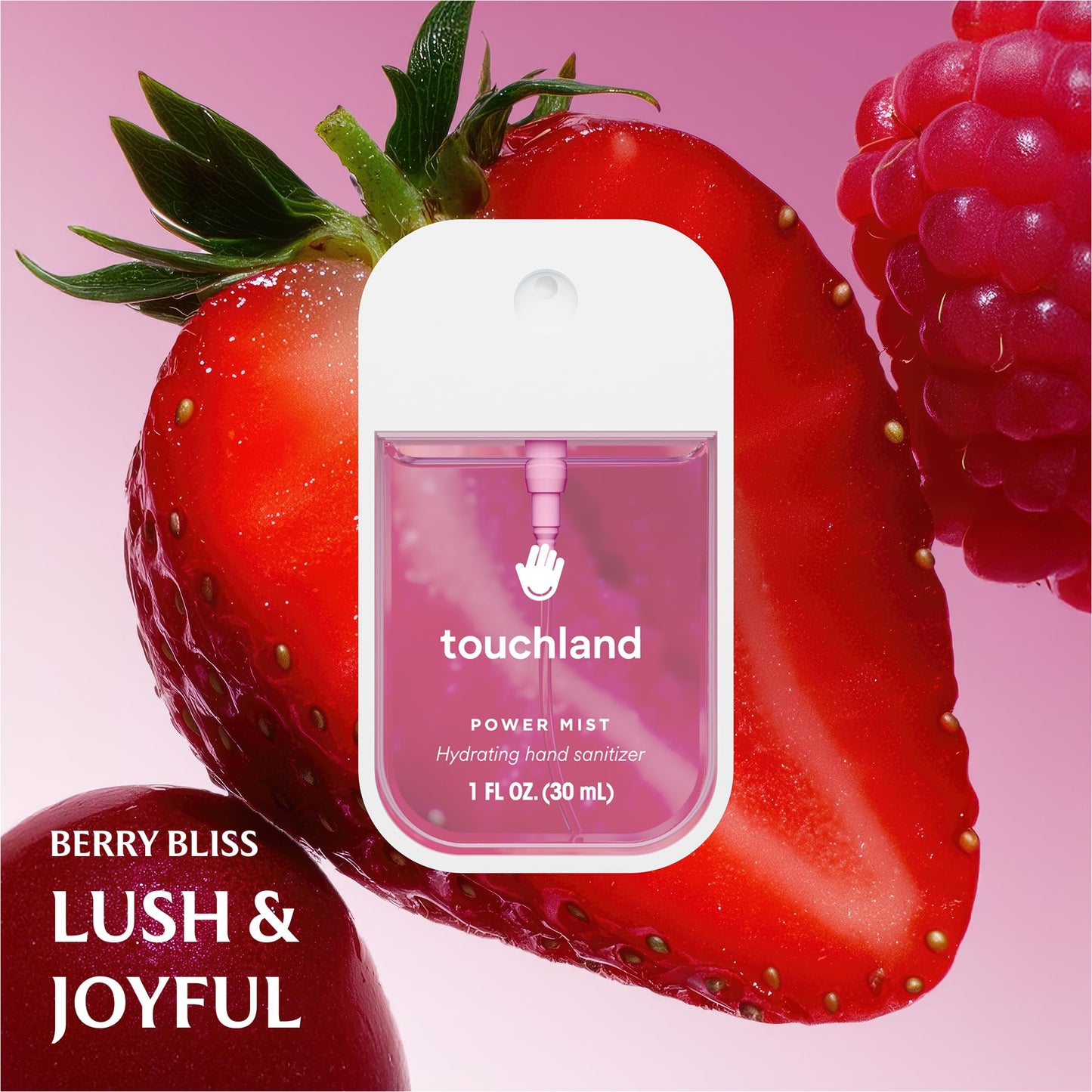 Touchland Fruity Crush Travel Set – Peachy Lychee Body & Hair Fragrance Mist (2 oz) + Berry Bliss Hand Sanitizer (1 oz)
