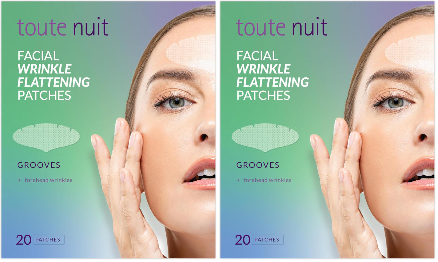 Toute Nuit Wrinkle Patches – Grooves for Maximum Forehead Coverage | Hypoallergenic, Made in USA (Pack of 2, 20 per pack)