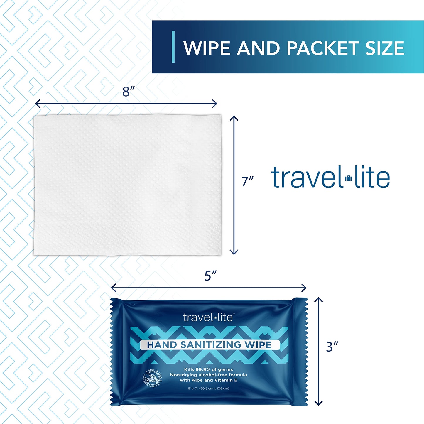 Travel Lite Alcohol-Free Hand Wipes with Aloe Vera & Vitamin E – 200 Count