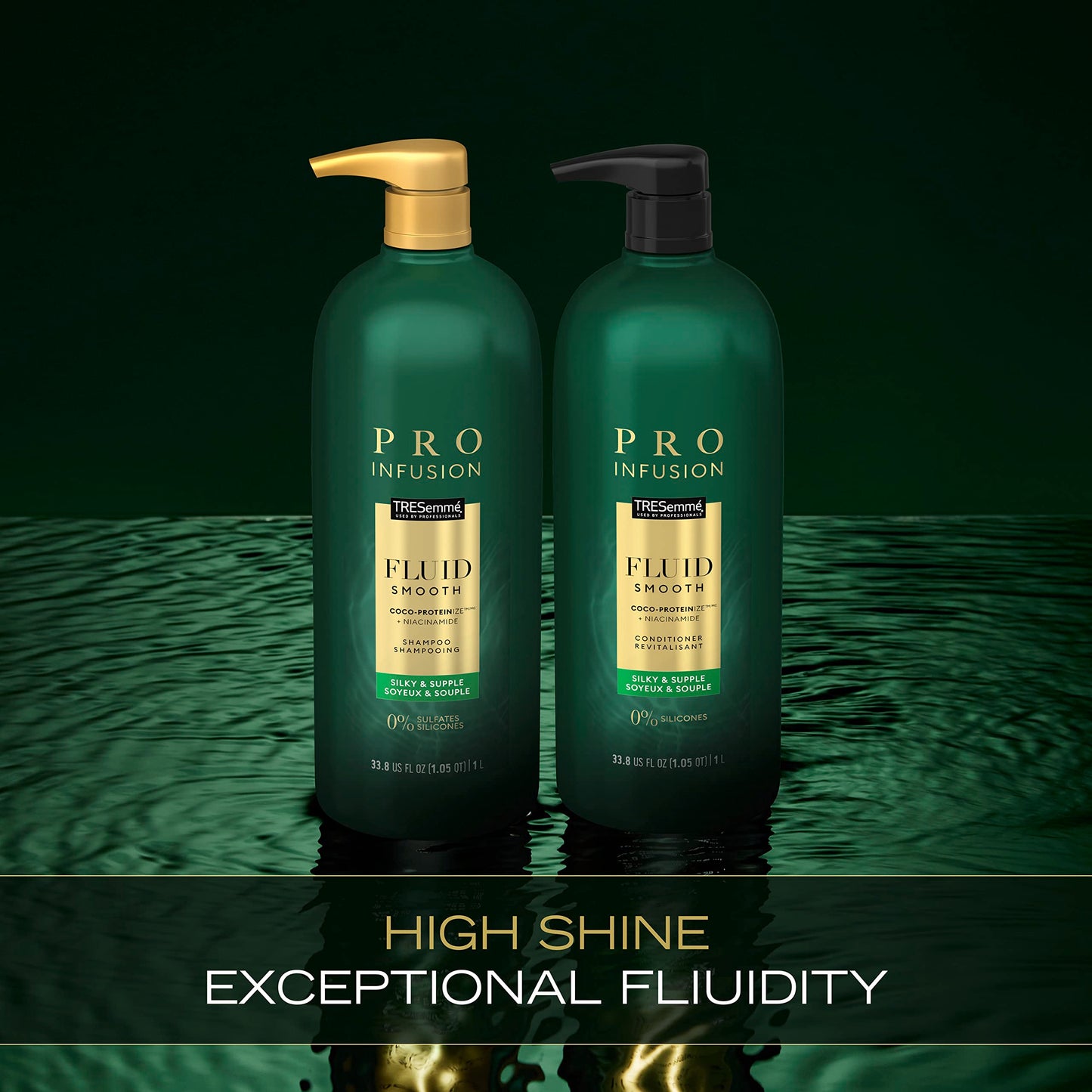 TRESemmé Pro Infusion Fluid Smooth Shampoo – Cruelty-Free, Sulfate-Free with Coconut Droplets & Plant Protein, 33.8oz