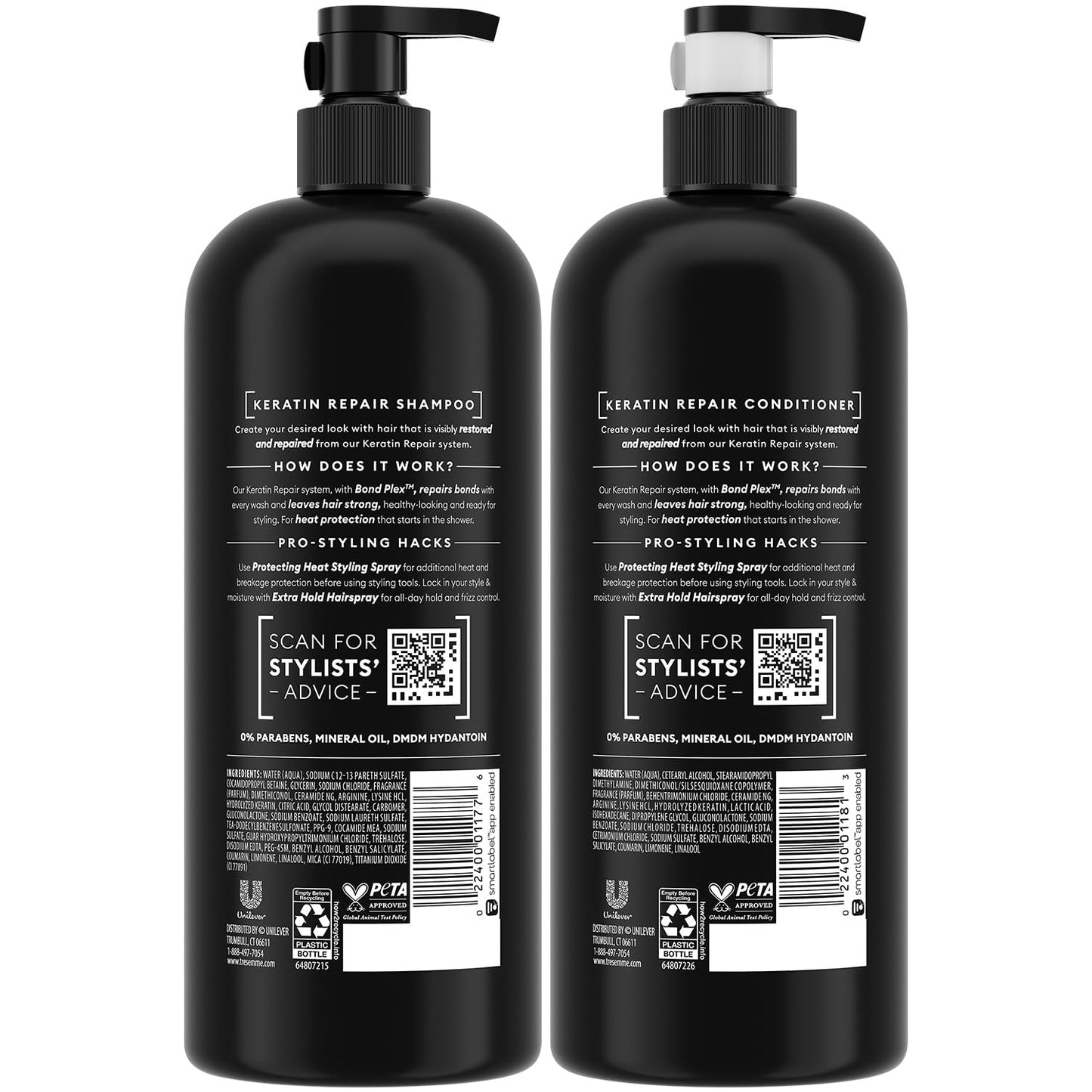 TRESemmé Keratin Repair Shampoo & Conditioner – Bond Repair, Frizz Control (28 oz)