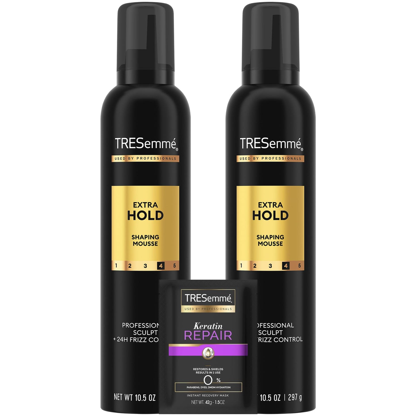 TRESemmé Shaping Mousse Extra Hold 2-Pack with Keratin Mask | 24H Frizz Control