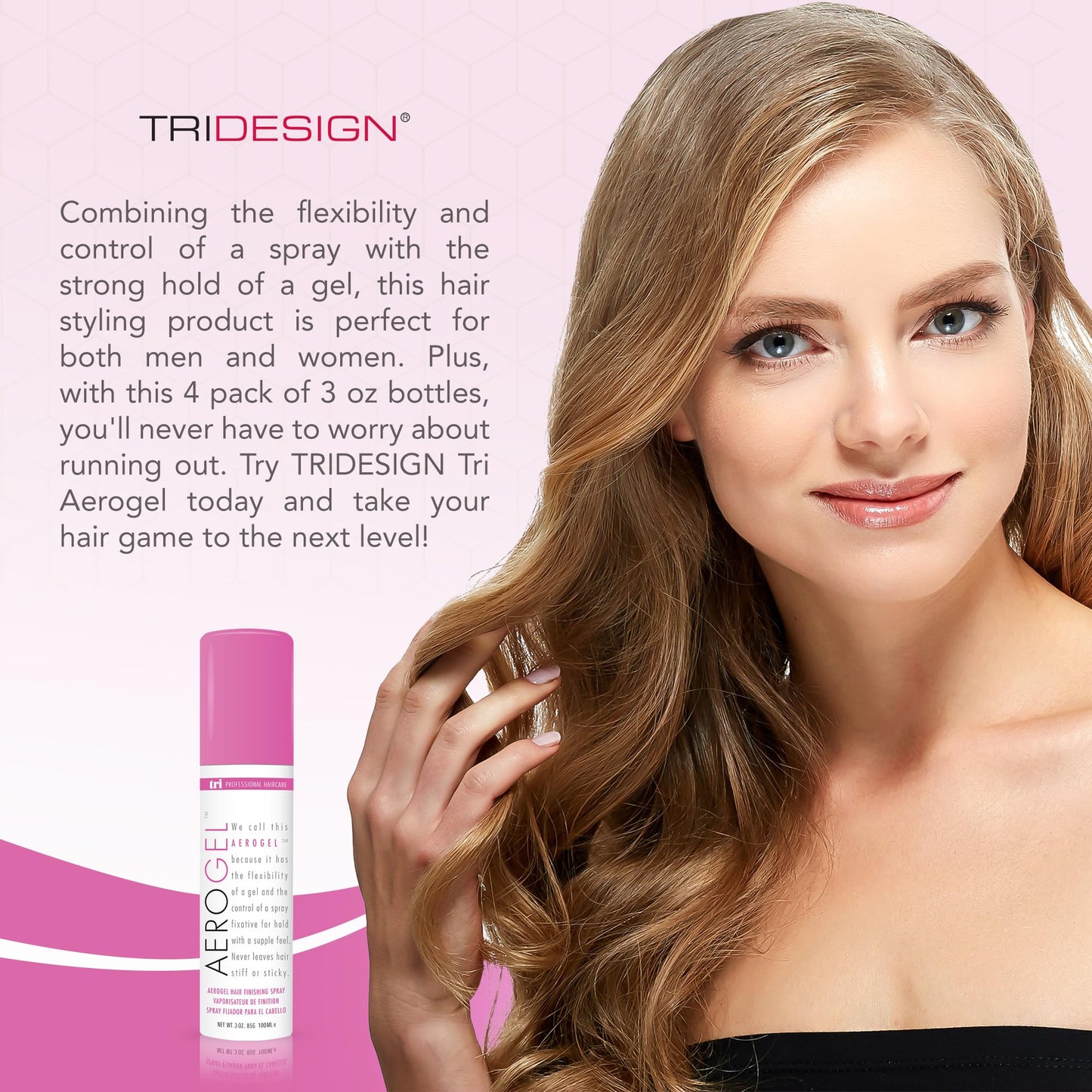 TRIDESIGN Aerogel Hairspray – Strong Hold & Flexible Styling (Travel Pack 3x3oz)