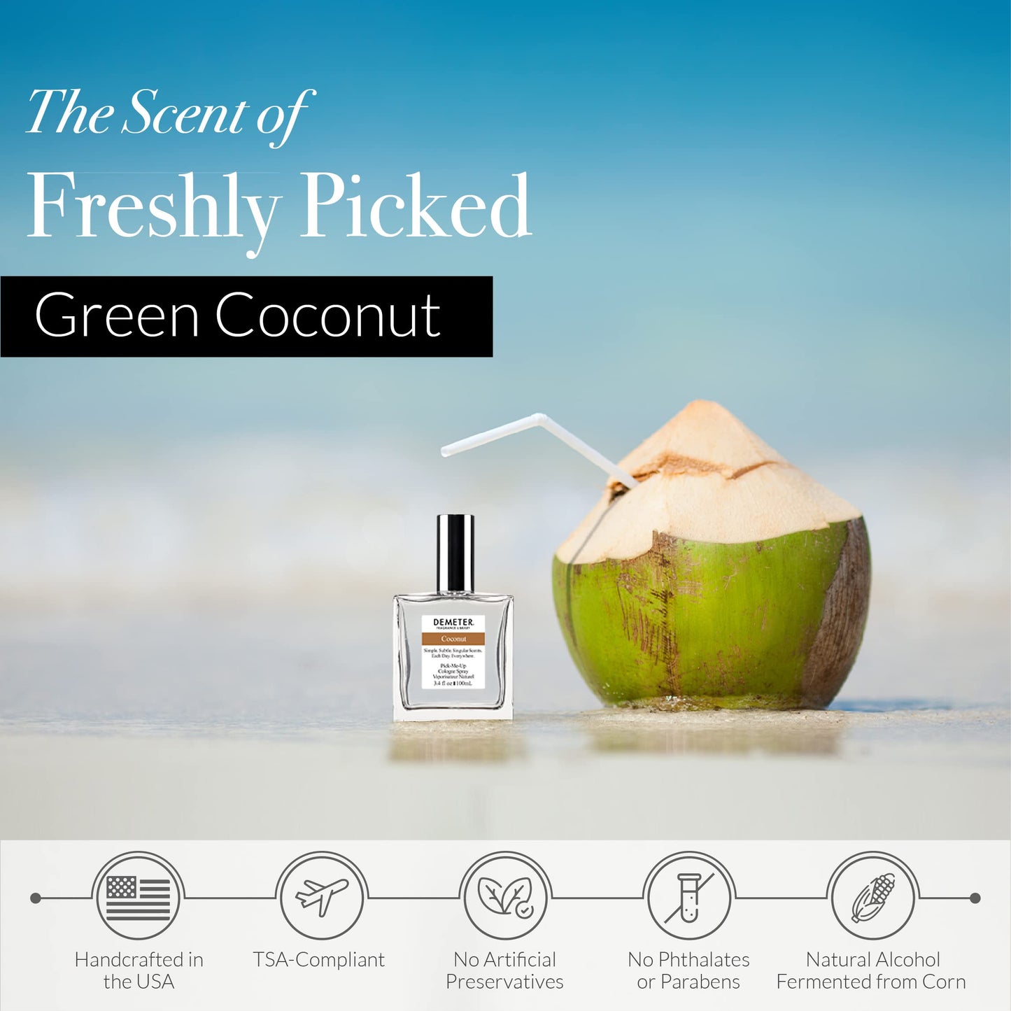DEMETER Fragrance Library Coconut Cologne Spray 3.4 oz | Fresh Coconut Scent