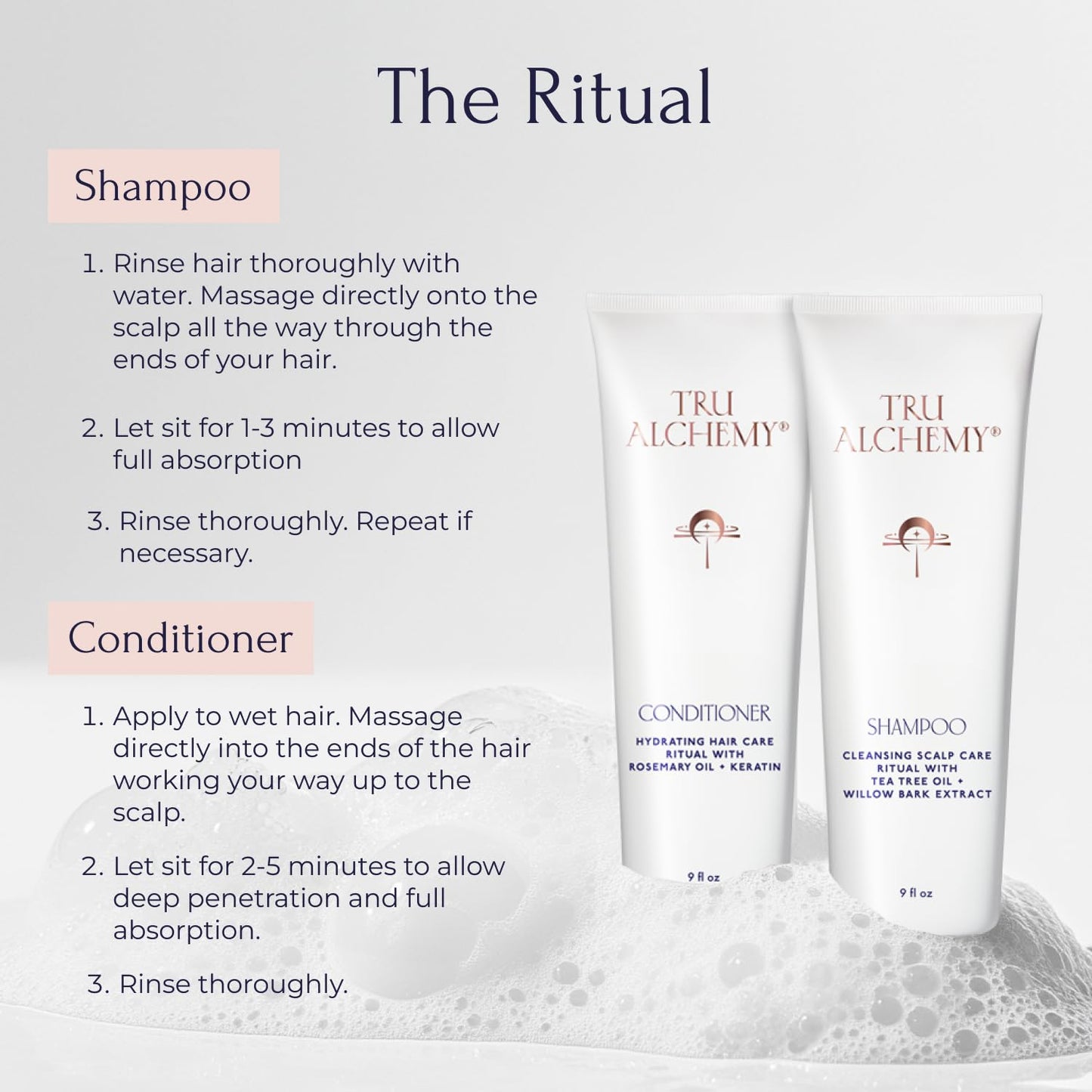 Tru Alchemy Shampoo & Conditioner – Dry, Damaged Hair Care Duo for Volume & Hydration (9 fl oz)