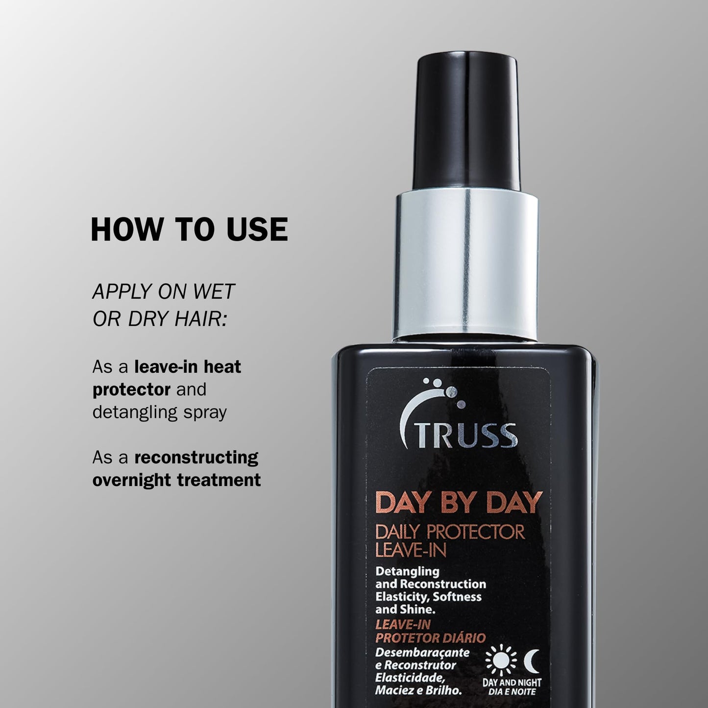 TRUSS Day by Day Leave In Conditioner Spray – Lightweight Detangler & Heat Protectant for Hair (8.45 oz)