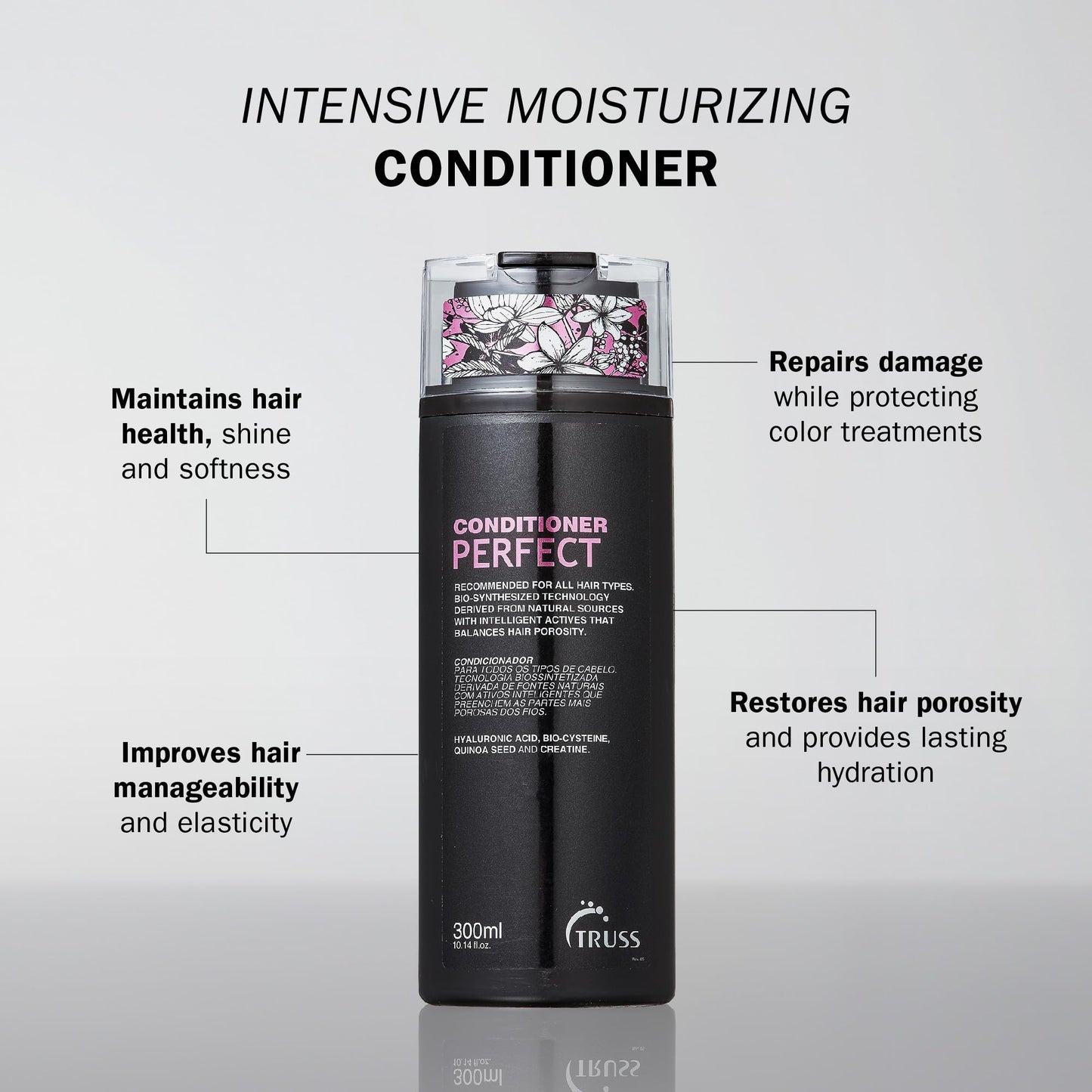 TRUSS Perfect Hair Conditioner – Porosity-Balancing Hydration for Women & Men | Silky Texture, Fuller-Looking Hair (10.14 fl oz)