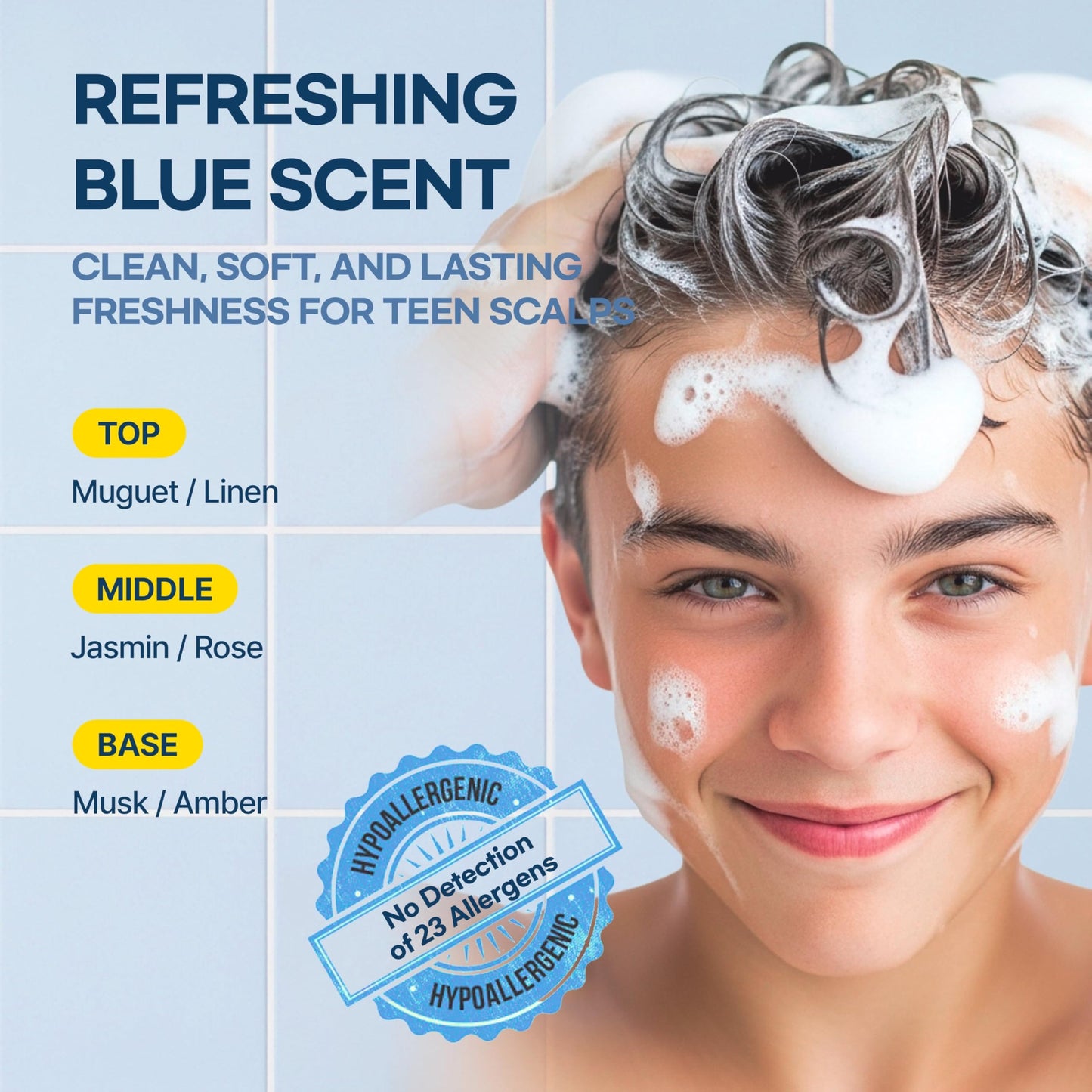 TS GD Shampoo for Flake Prone Scalp (14.1 oz) – Teen Hair Care, SLS/SLES Free, Korean Formula | Blue