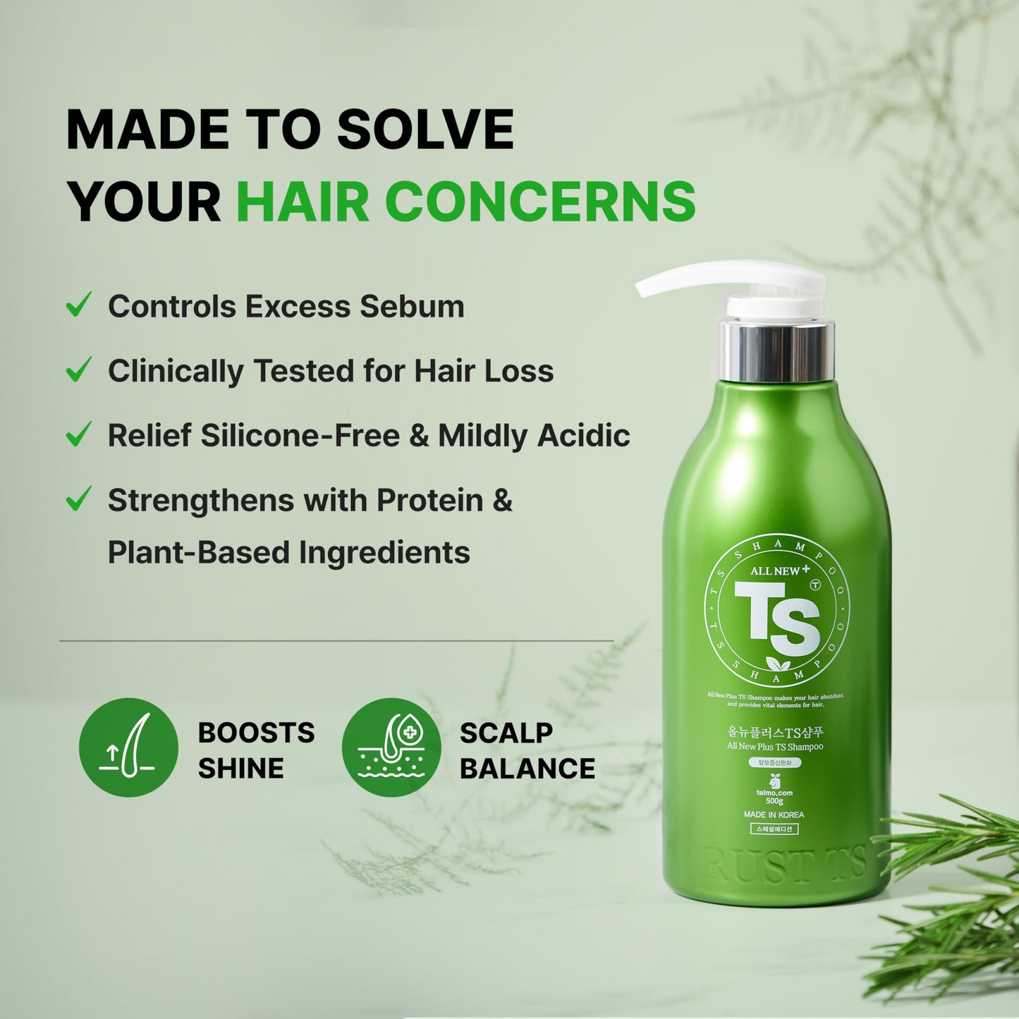 TS SHAMPOO Plus Biotin – Hair Loss Prevention & Damaged Hair Therapy (16.9 fl oz)