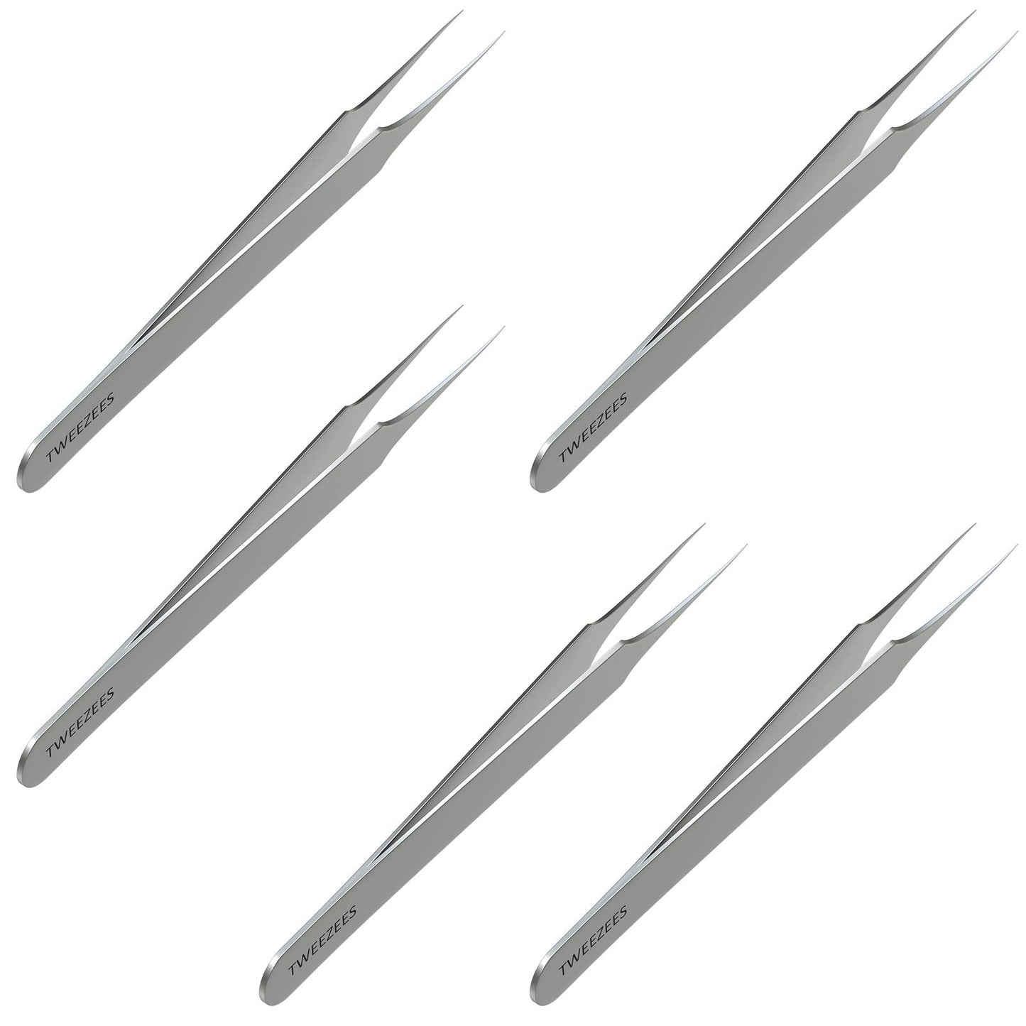 Ingrown Hair Tweezers Pointed Tip 5-Pack | Precision Stainless Steel by Tweezees