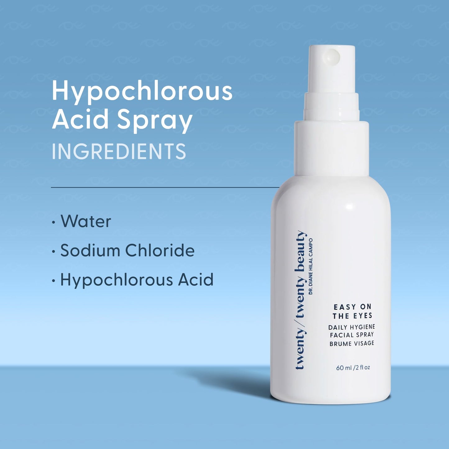twenty/twenty Easy On The Eyes – 0.02% Hypochlorous Acid Spray for Eyelashes | Safe for Sensitive Skin | Ophthalmologist Developed – 60ml