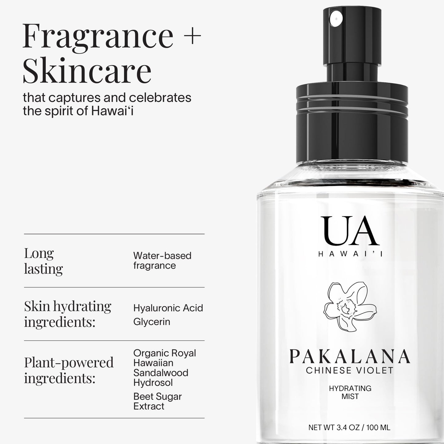 Ua Body Pakalana Chinese Violet Body & Hair Mist – Hawai'i, Alcohol-Free