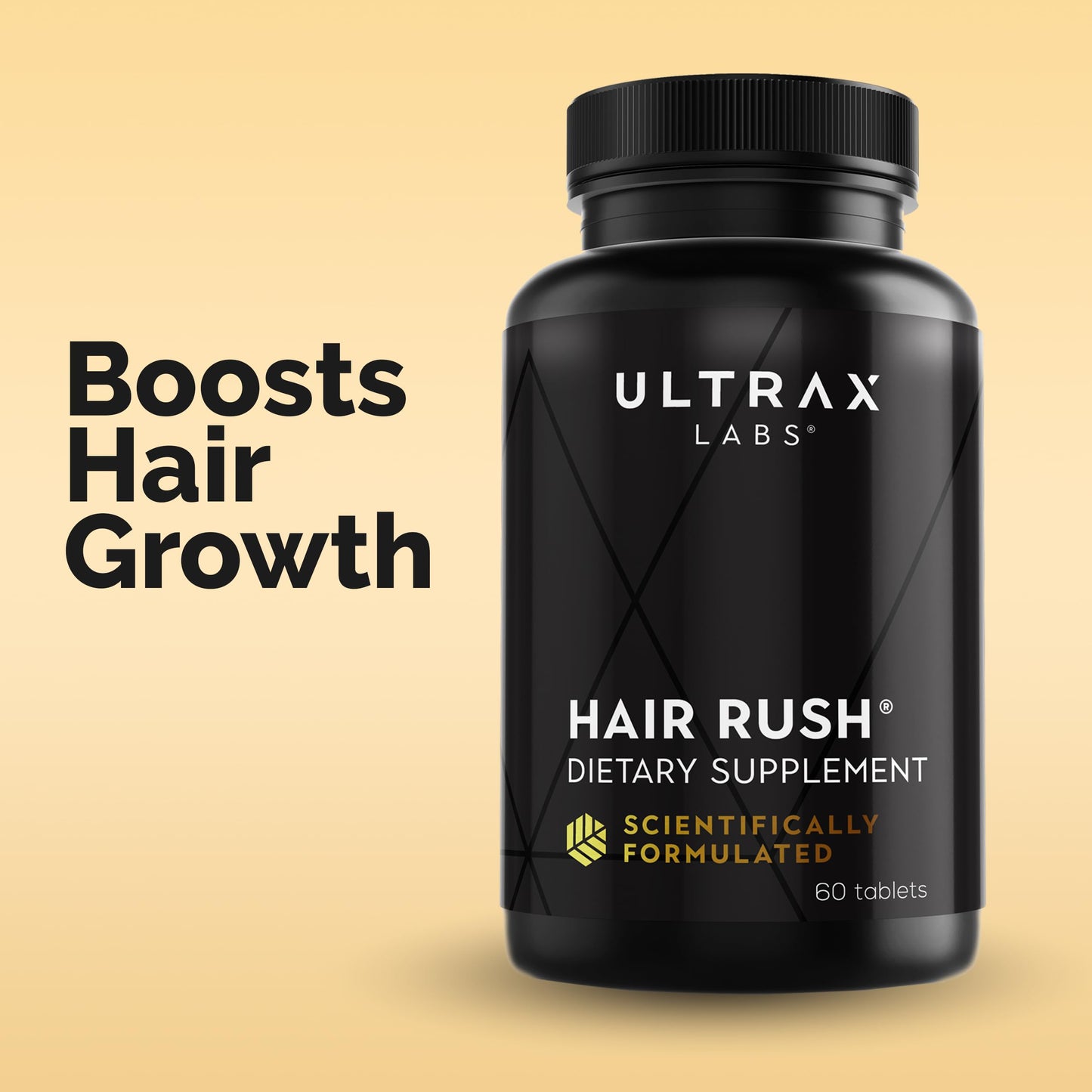 Ultrax Labs Hair Rush | Maxx Hair Growth & Anti Hair Loss Nutrient Solubilized Keratin Vitamin Supplement, 60 Tablets